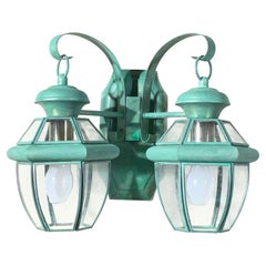 Vintage Brass 2-Light Outdoor Wall Lantern -15” W x 12”H x 8”H