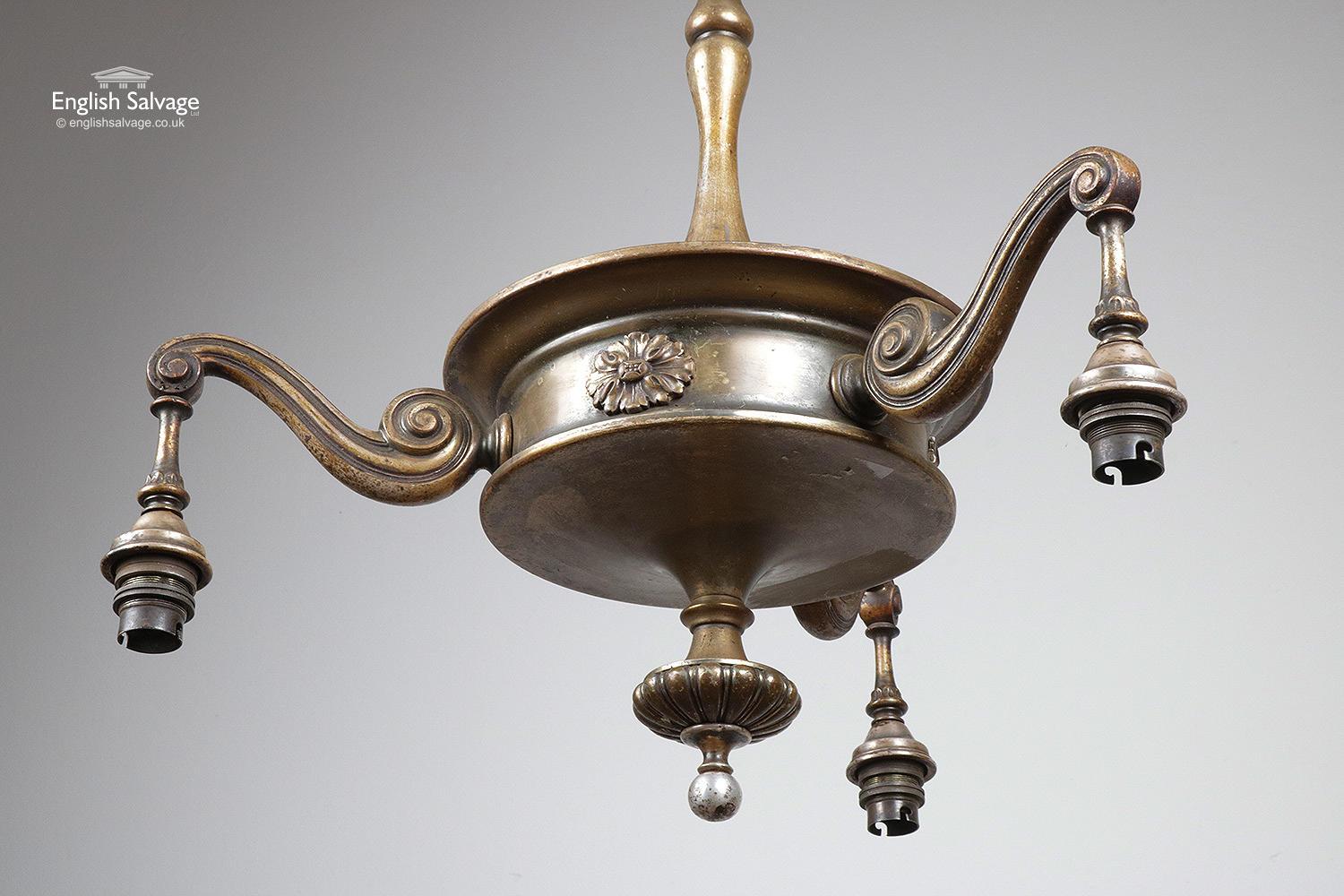 European Vintage Brass 3-Arm Pendant Ceiling Light, 20th Century For Sale