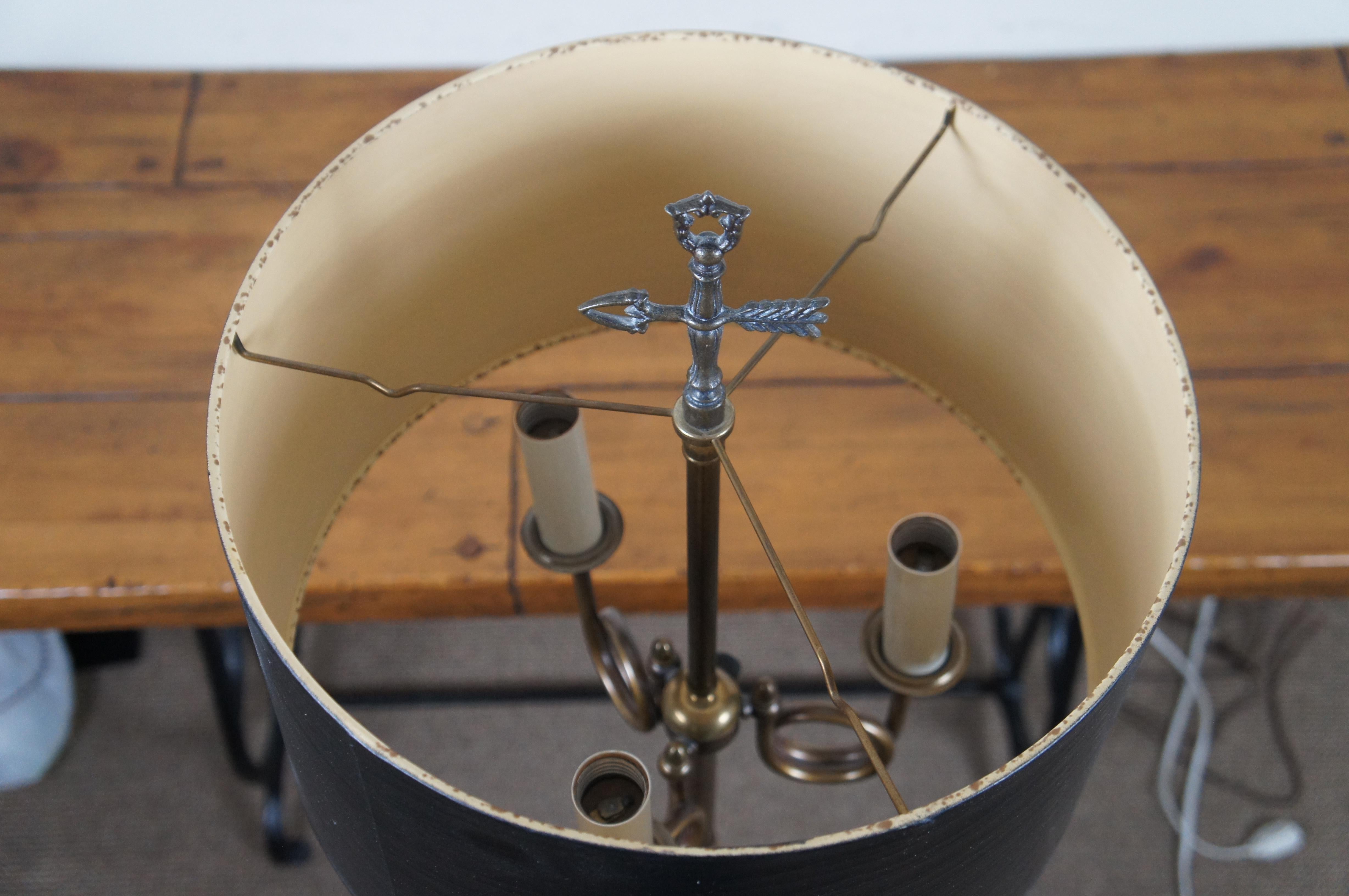 Vintage Brass 3 Light French Horn Library Candelabra Bouillotte Floor Lamp For Sale 6