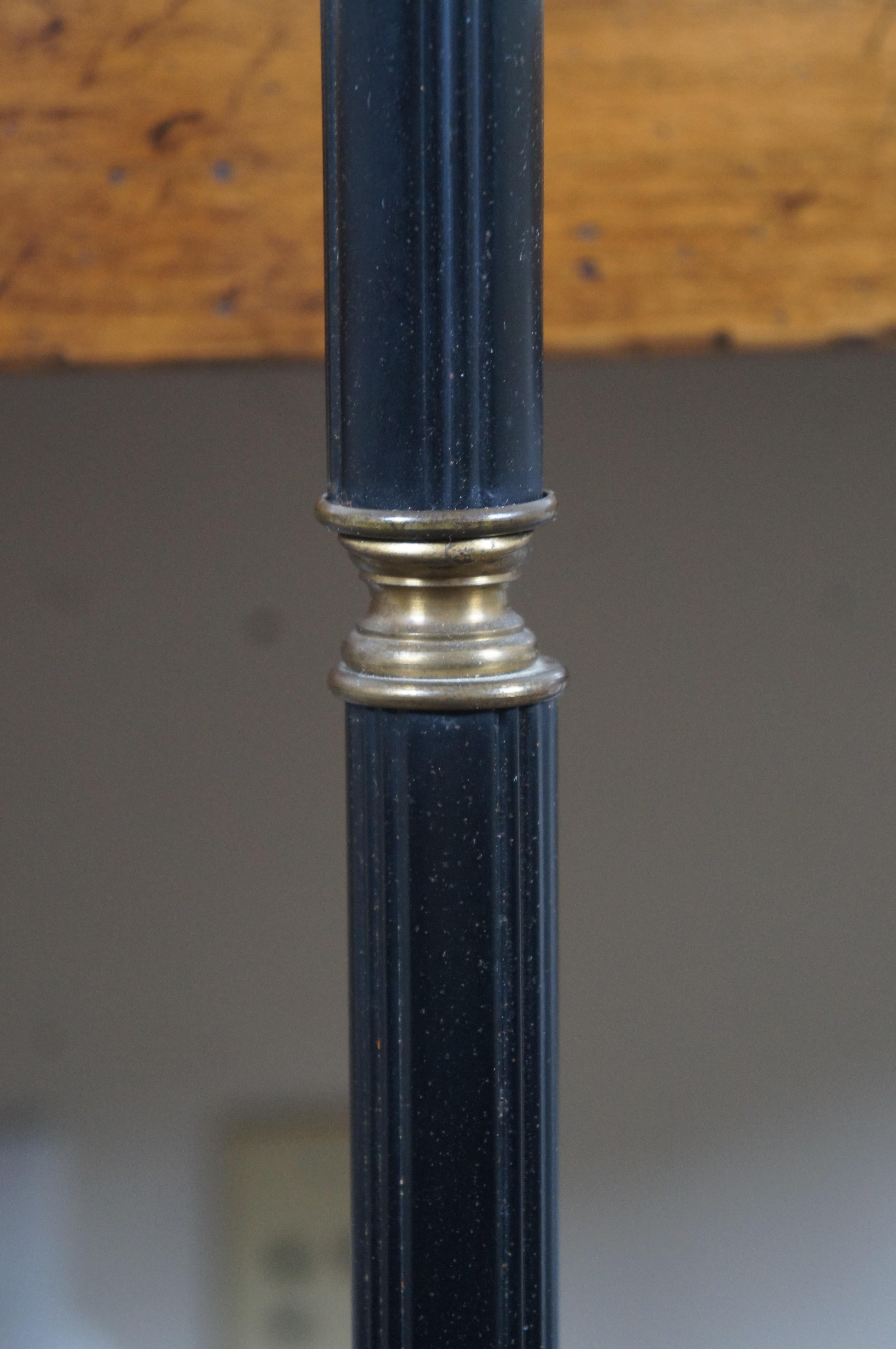 20th Century Vintage Brass 3 Light French Horn Library Candelabra Bouillotte Floor Lamp For Sale