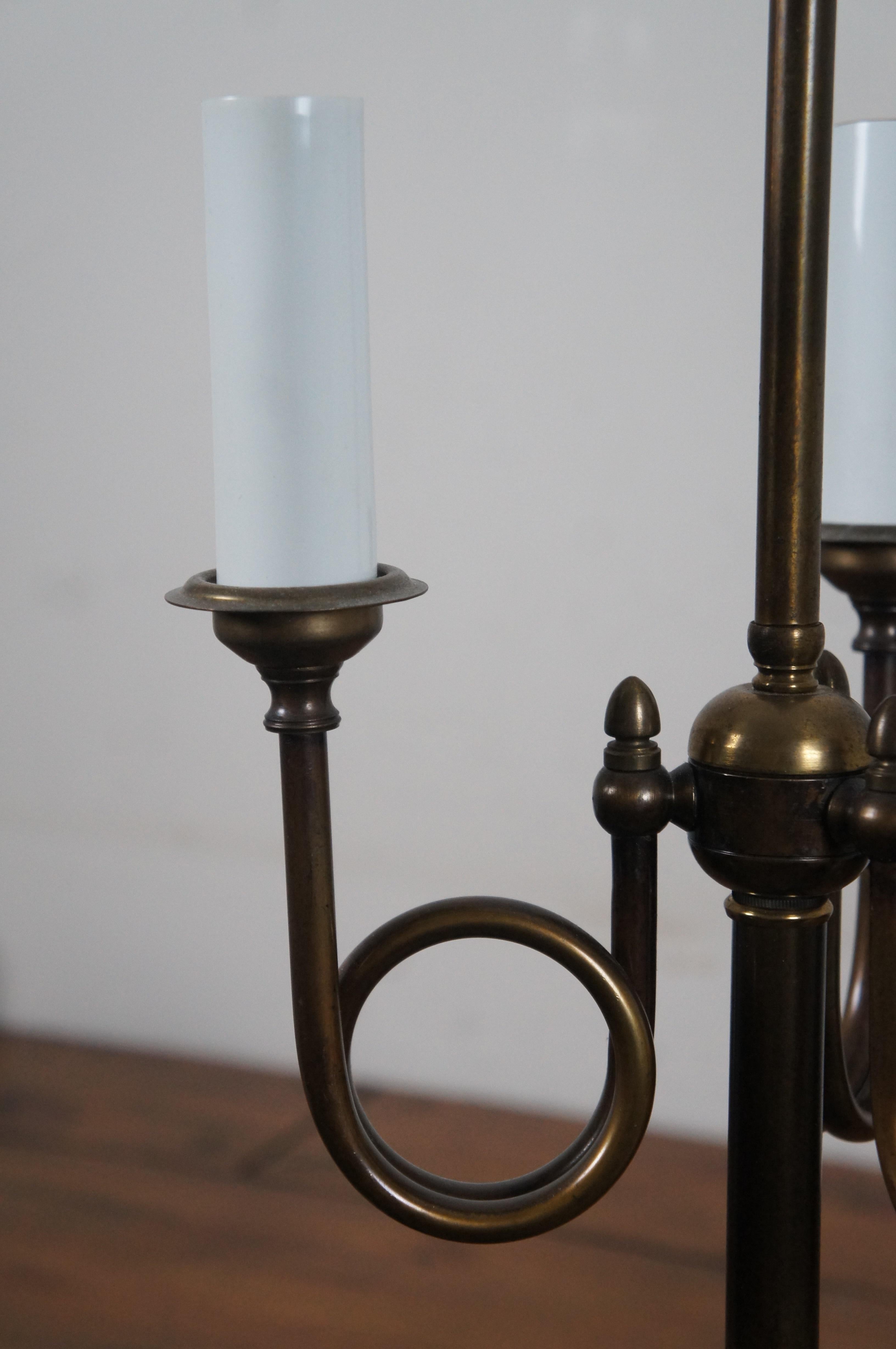 Vintage Brass 3 Light French Horn Library Candelabra Bouillotte Floor Lamp For Sale 3