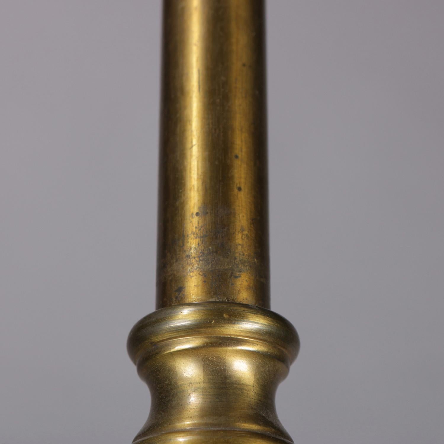 Vintage Brass 3-Light Scroll Arm Branch Chandelier, 20th Century 3