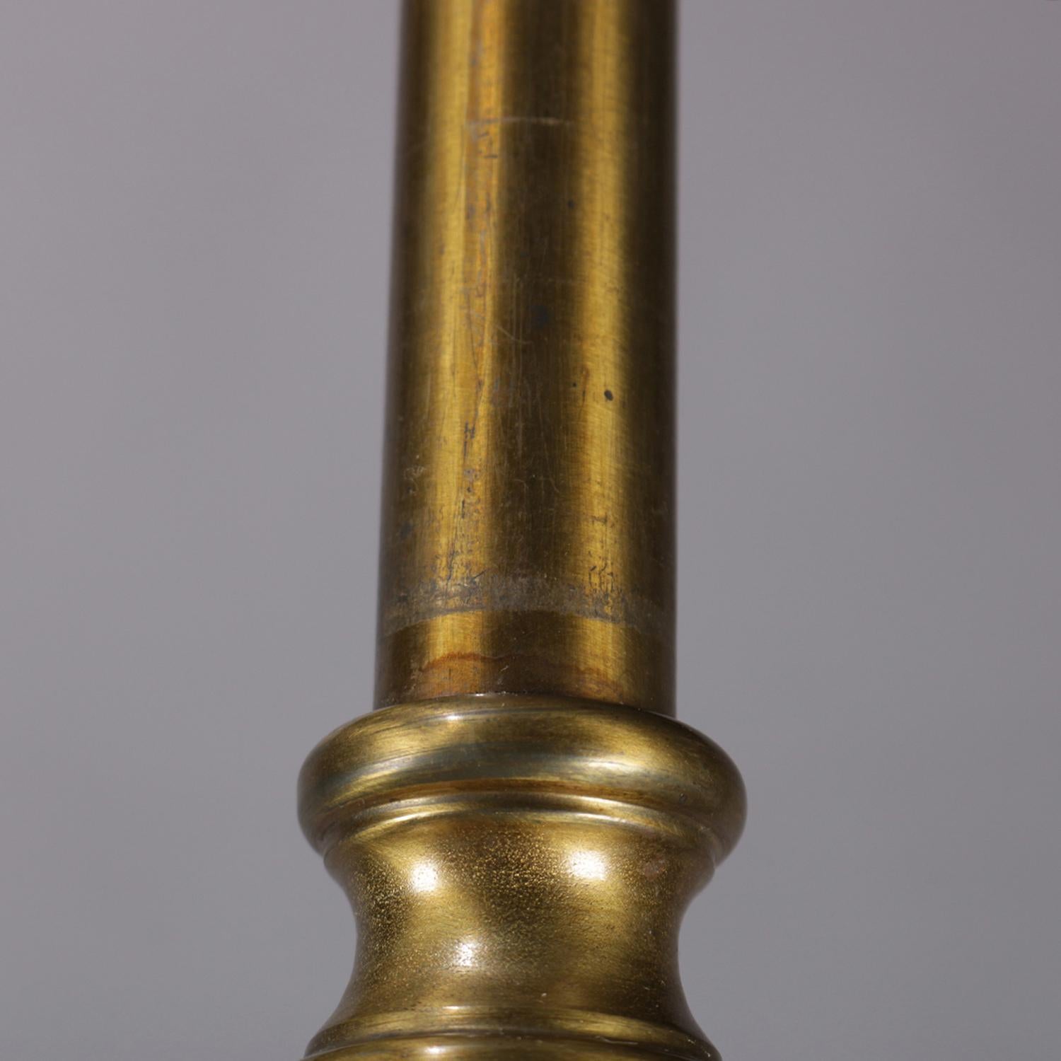 Vintage Brass 3-Light Scroll Arm Branch Chandelier, 20th Century 3