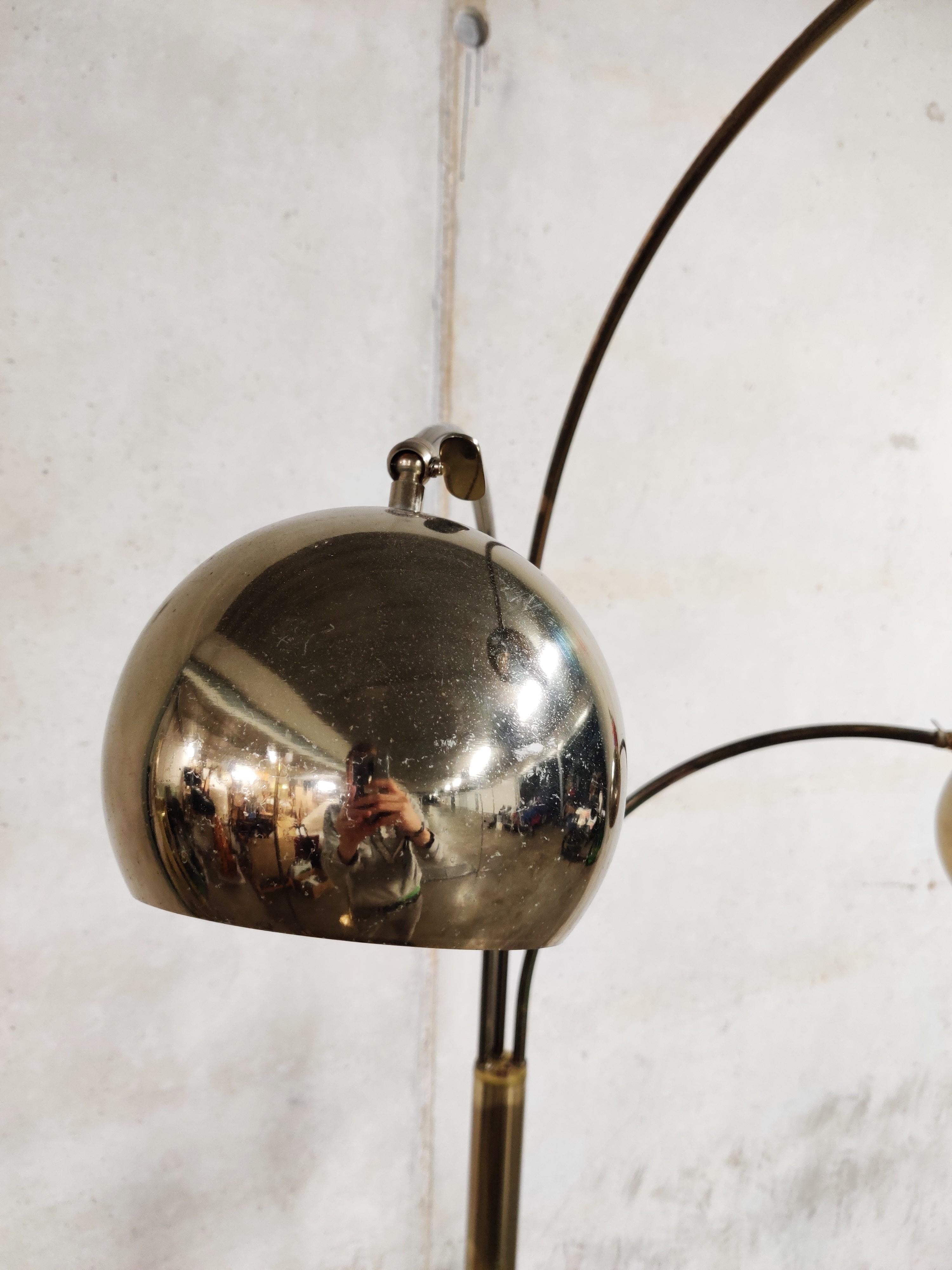 Belgian Vintage Brass 3 Lightpoint Floor Lamp, 1970s
