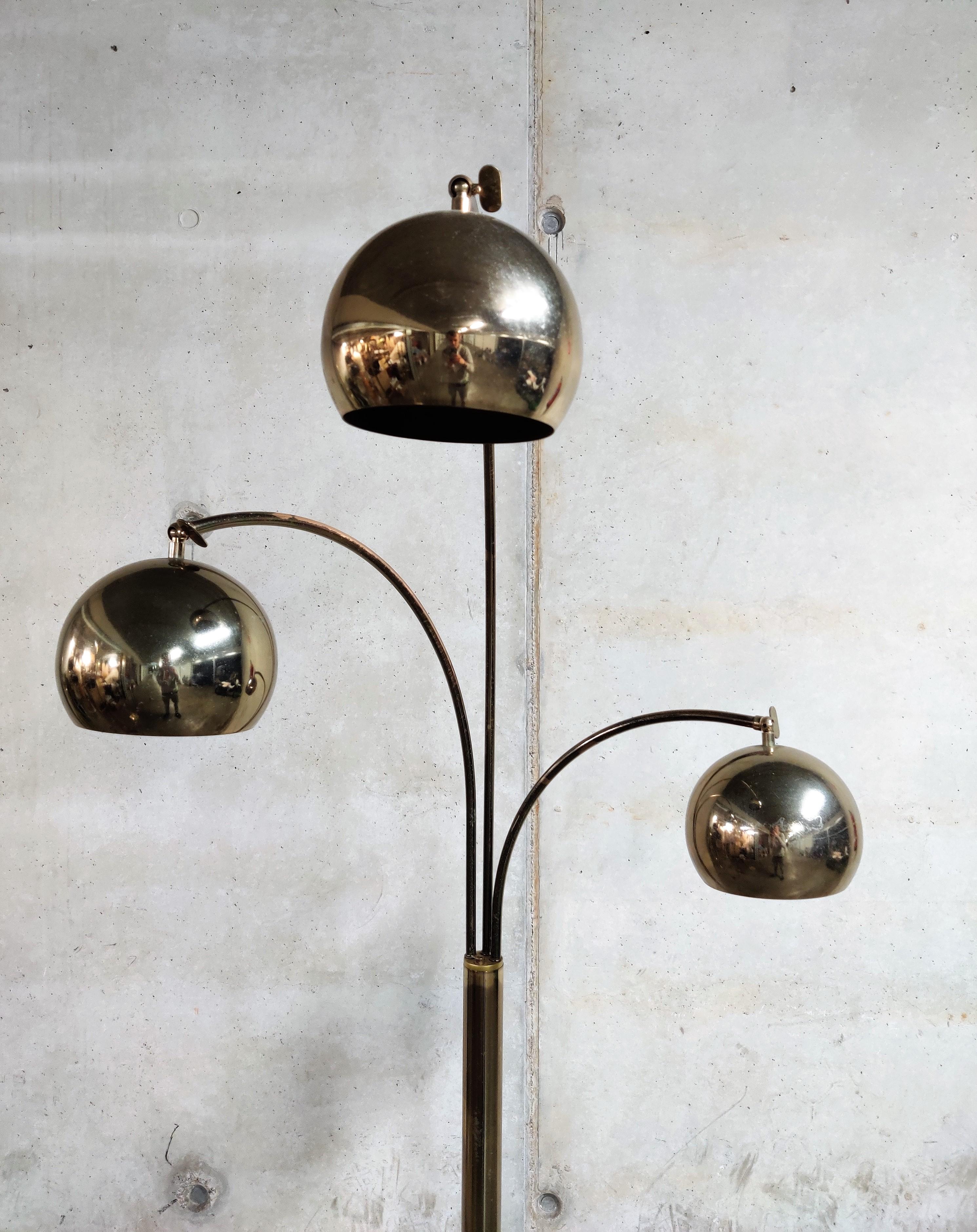 Vintage Brass 3 Lightpoint Floor Lamp, 1970s 2