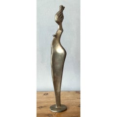 Vintage Brass Abstract Figurative of Woman