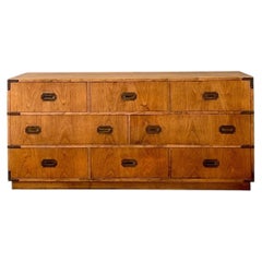 Vintage Brass Accented Campaign Dresser