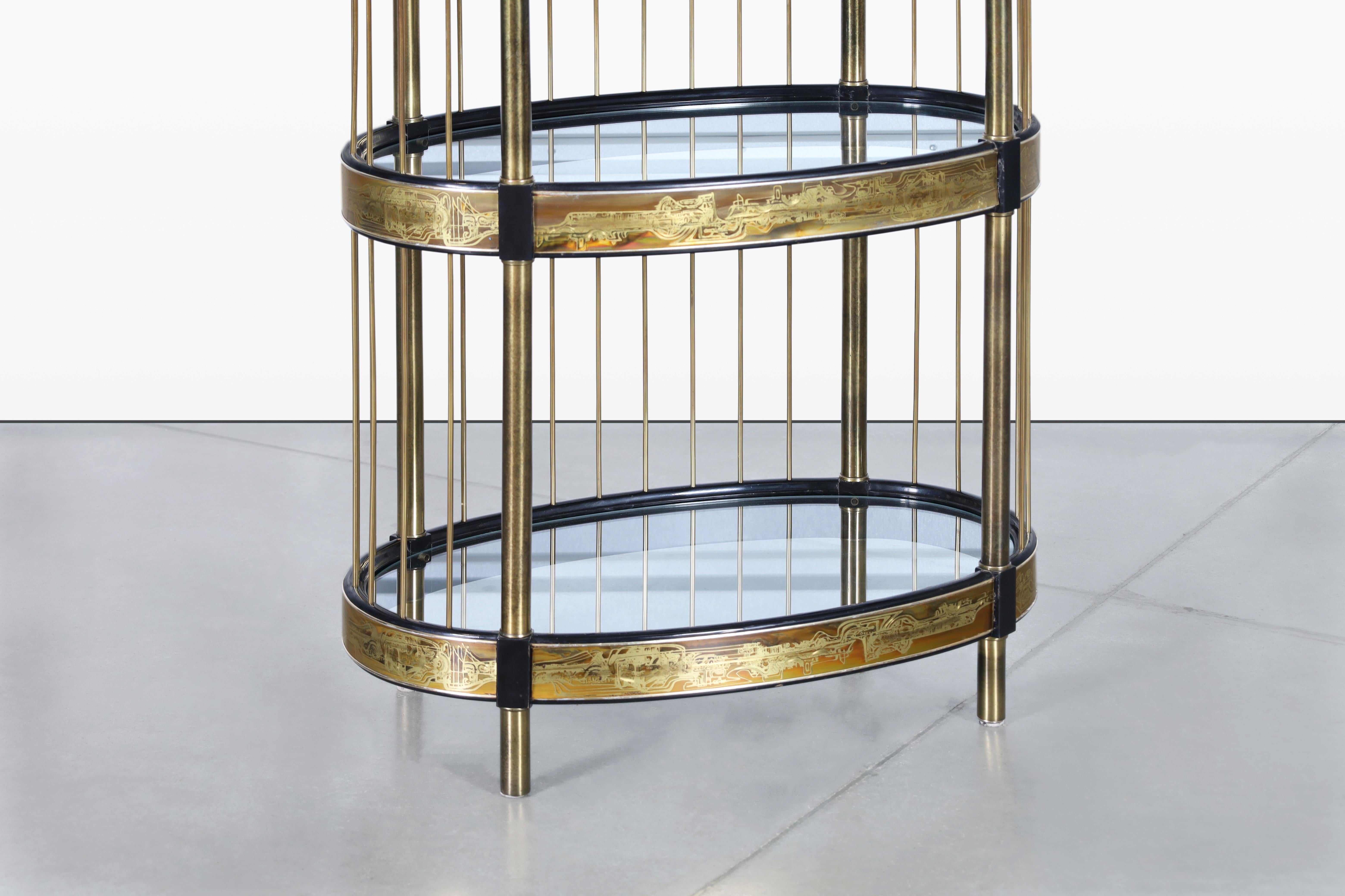 Etagere vintage in ottone acidato di Bernhard Rohne per Mastercraft in vendita 3