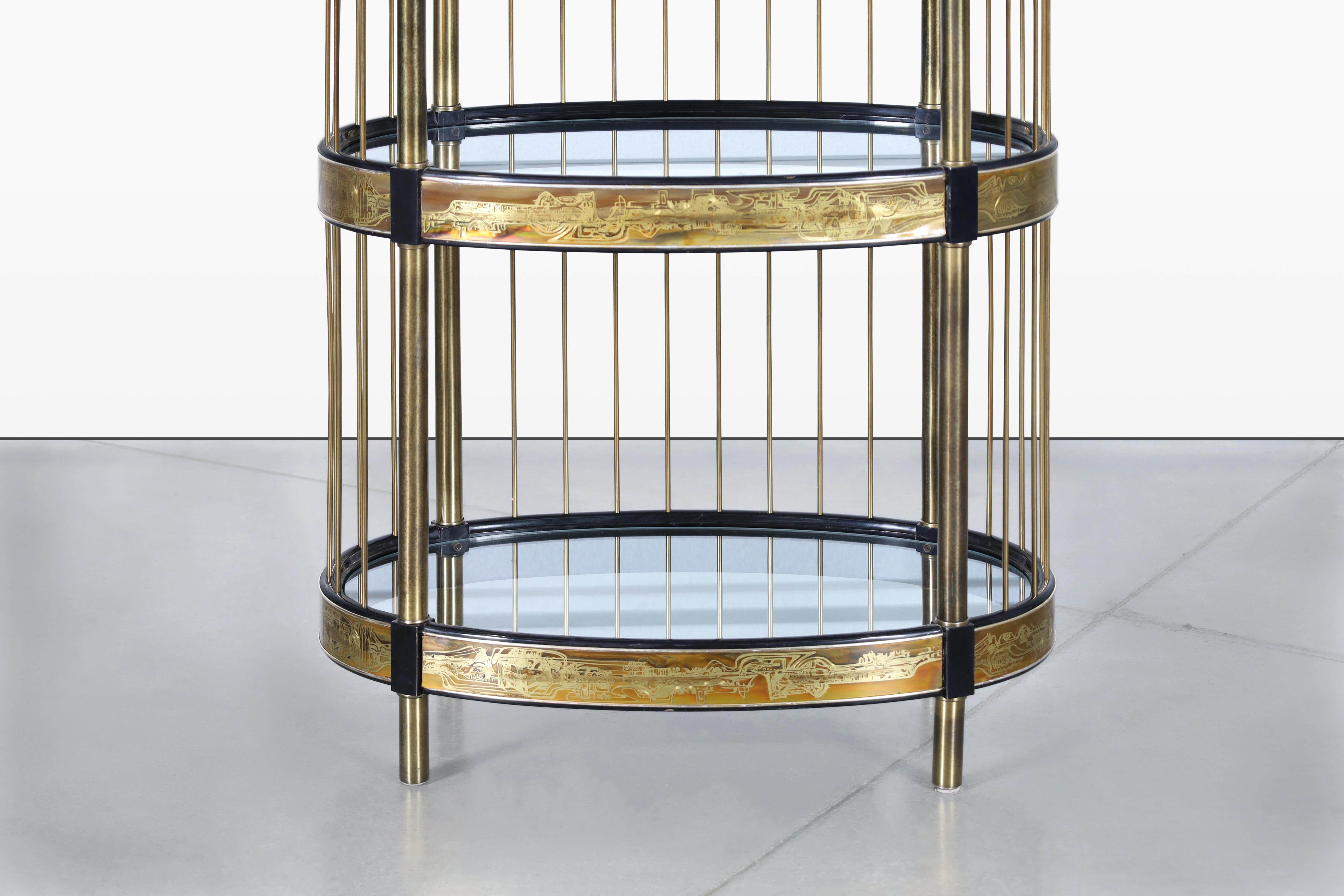 Mid-Century moderno Etagere vintage in ottone acidato di Bernhard Rohne per Mastercraft in vendita