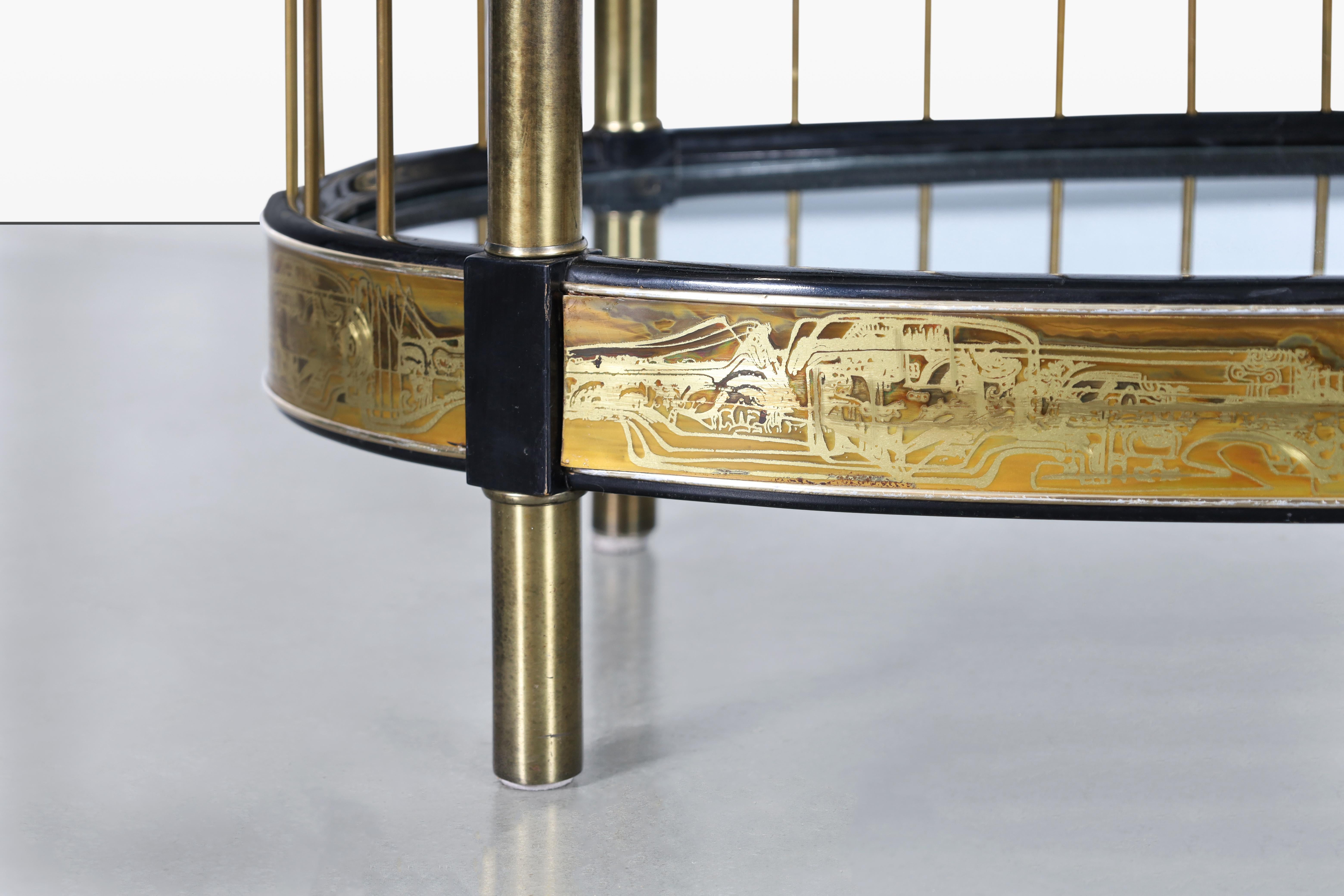 Americano Etagere vintage in ottone acidato di Bernhard Rohne per Mastercraft in vendita