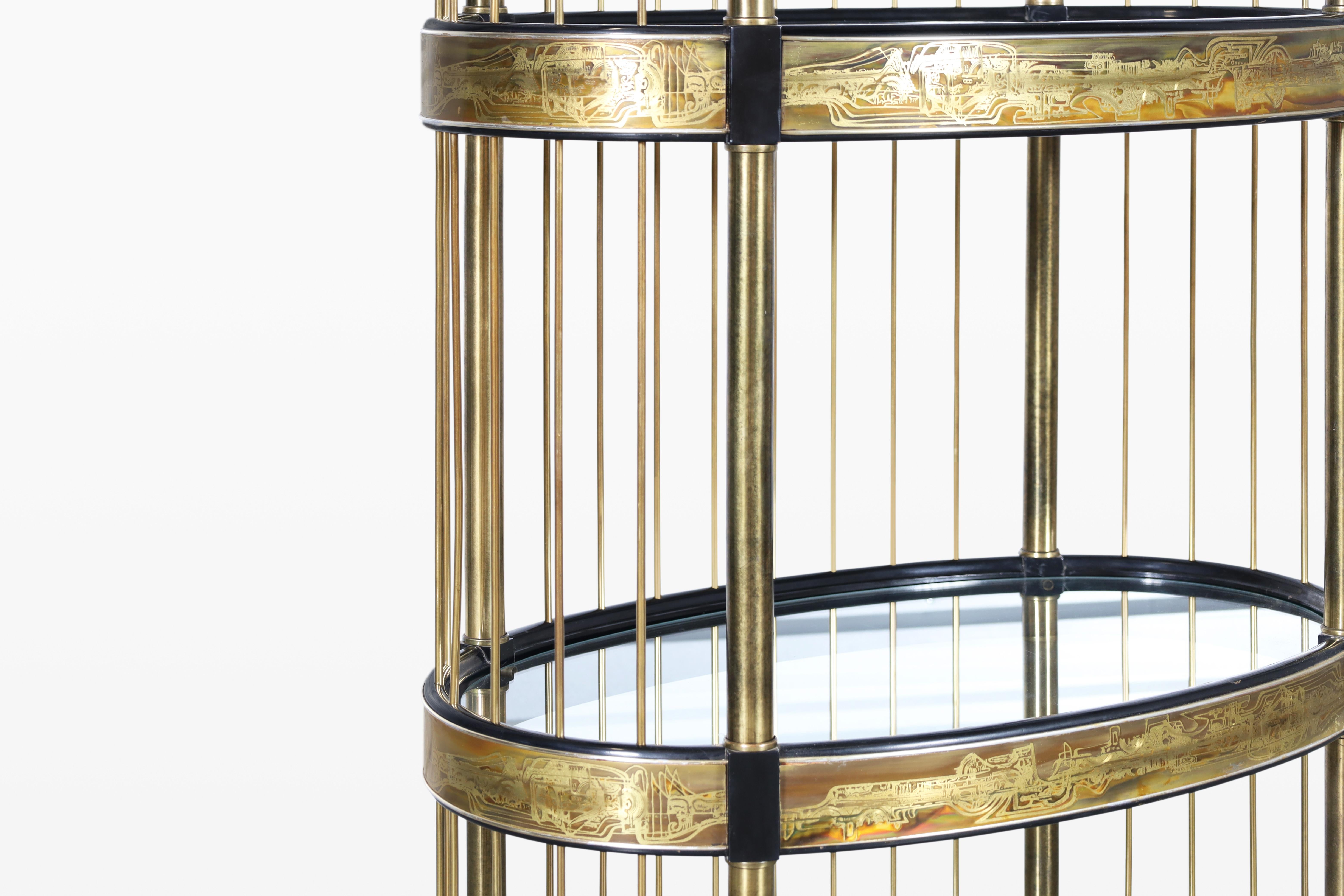 Etagere vintage in ottone acidato di Bernhard Rohne per Mastercraft in vendita 2