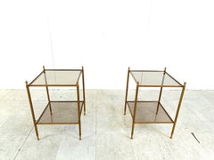 Vintage brass acorn side tables, 1960s