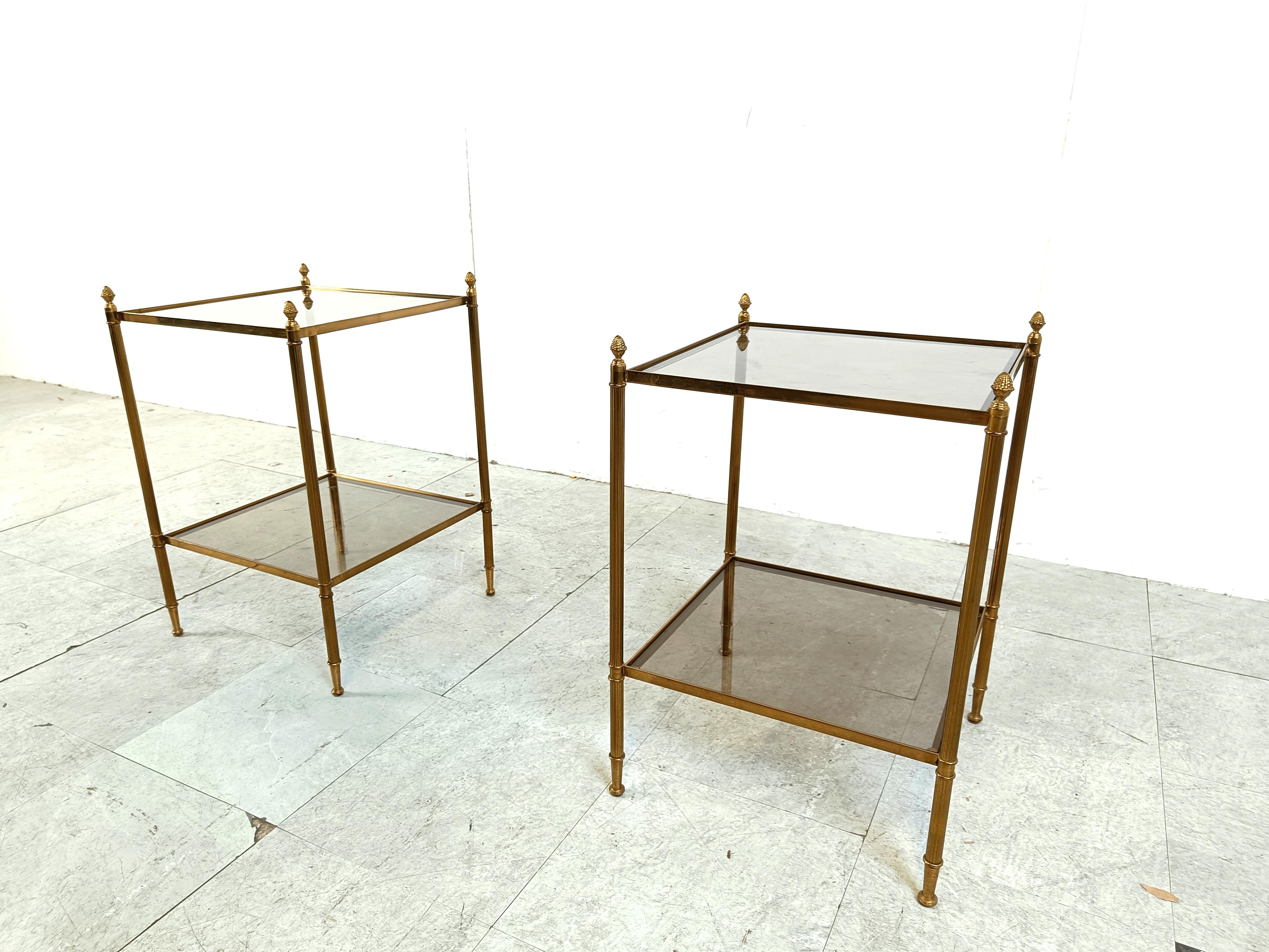 Mid-20th Century Vintage brass acorn side tables, 1960s