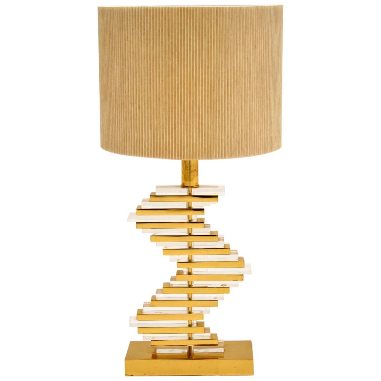 Vintage Brass and Acrylic Table Lamp