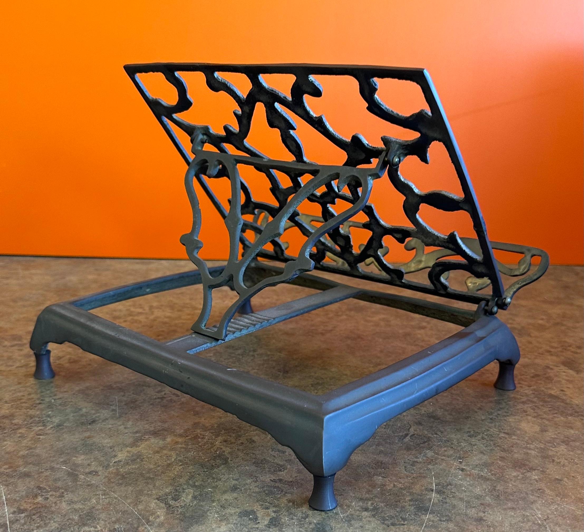 vintage brass book stand