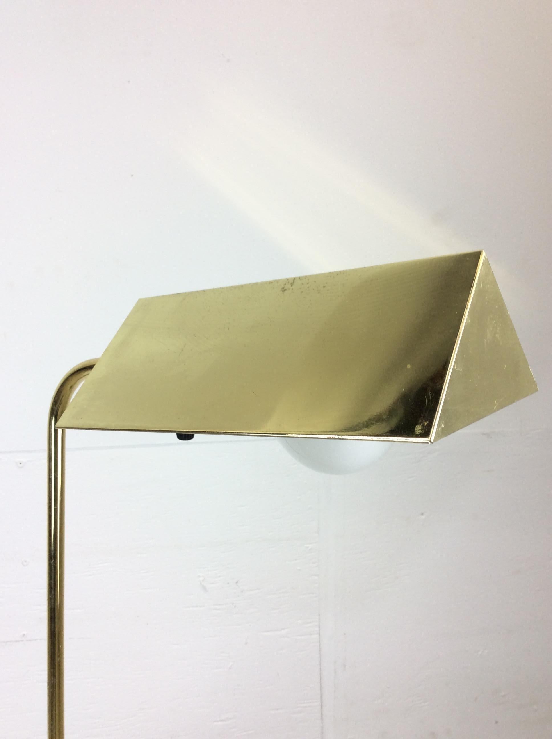 Vintage Brass Adjustable Floor Lamp with Triangular Shade For Sale 9