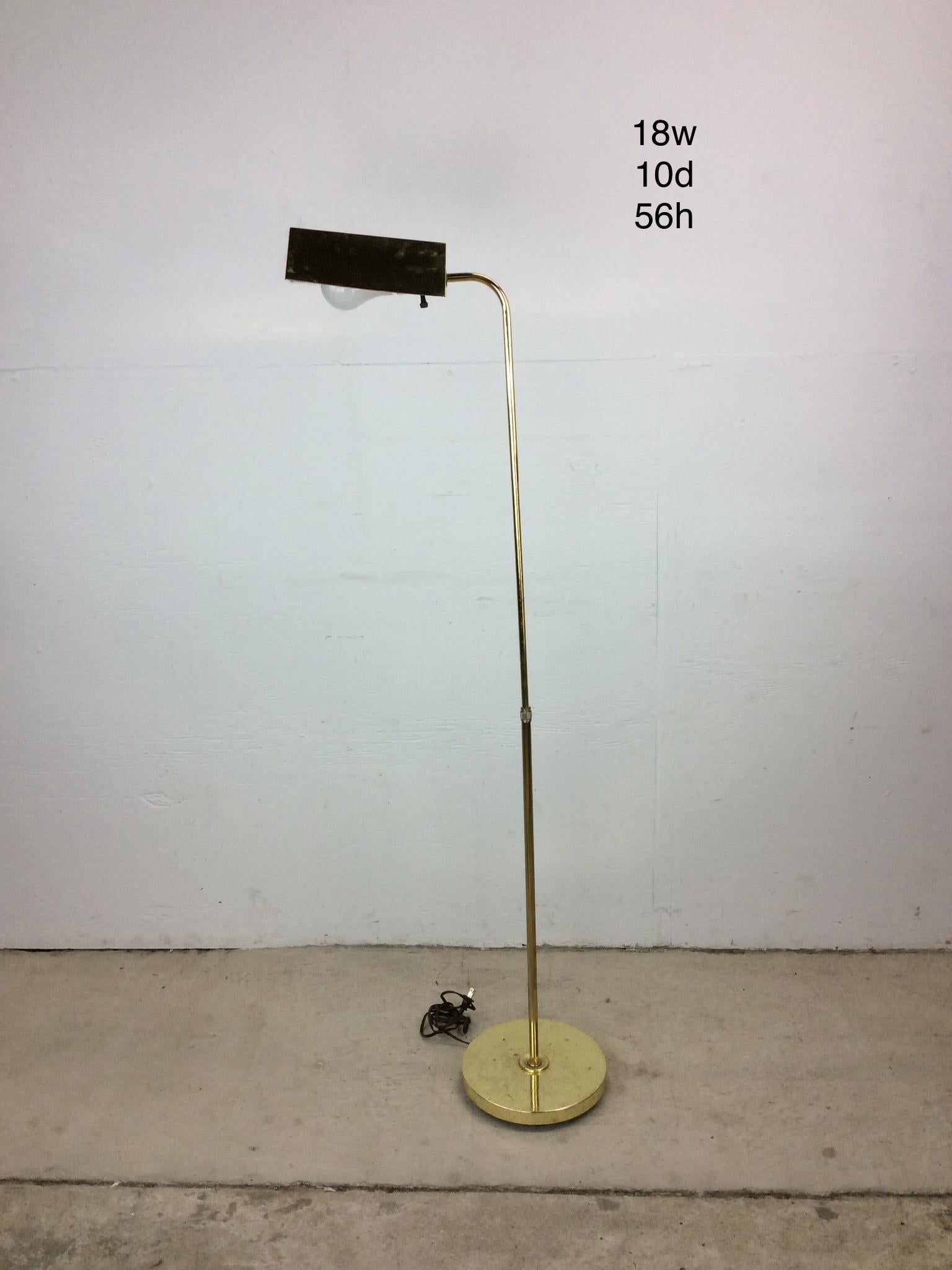 Vintage Brass Adjustable Floor Lamp with Triangular Shade For Sale 11