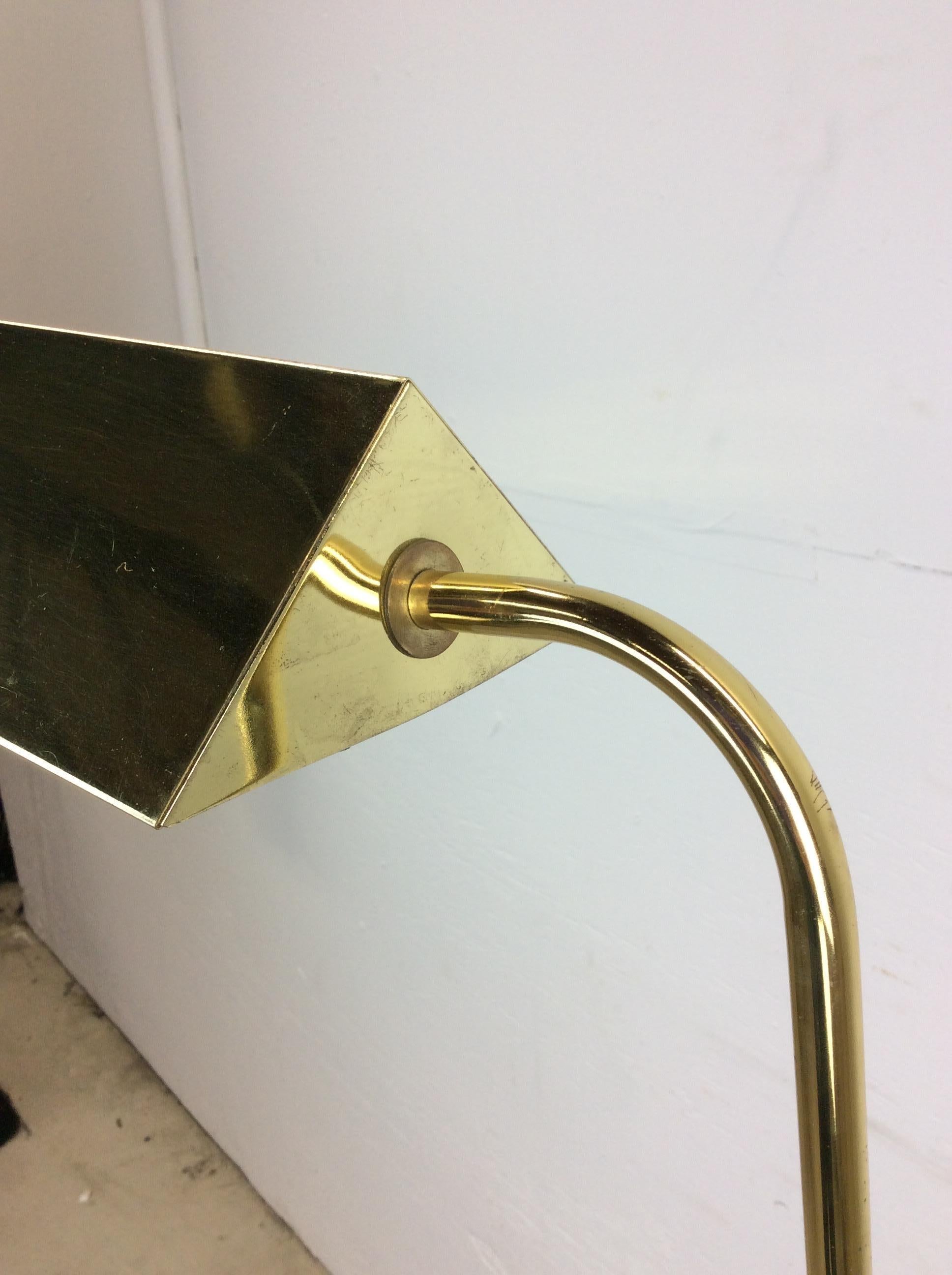 Vintage Brass Adjustable Floor Lamp with Triangular Shade For Sale 2