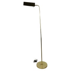 Vintage Brass Adjustable Floor Lamp with Triangular Shade