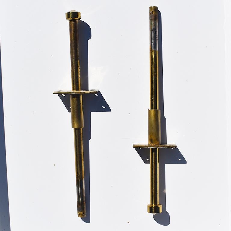 Mid-Century Modern Vintage Brass Adjustable Pull Out Closet Wardrobe Rods, circa 1970s
