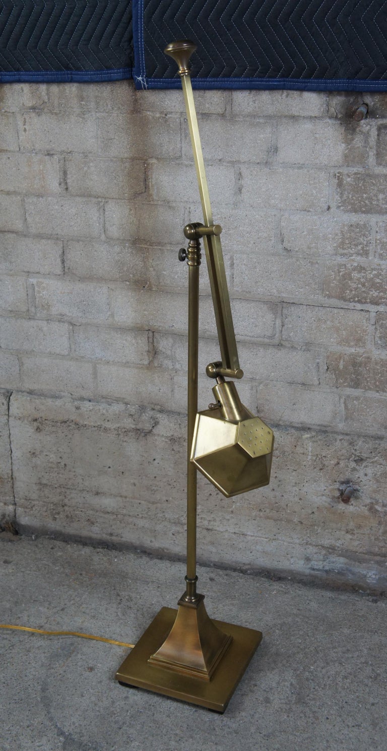 Vintage Brass Adjustable Swing Arm Pharmacy Floor Lamp Library Reading ...