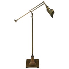 Retro Brass Adjustable Swing Arm Pharmacy Floor Lamp Library Reading Light