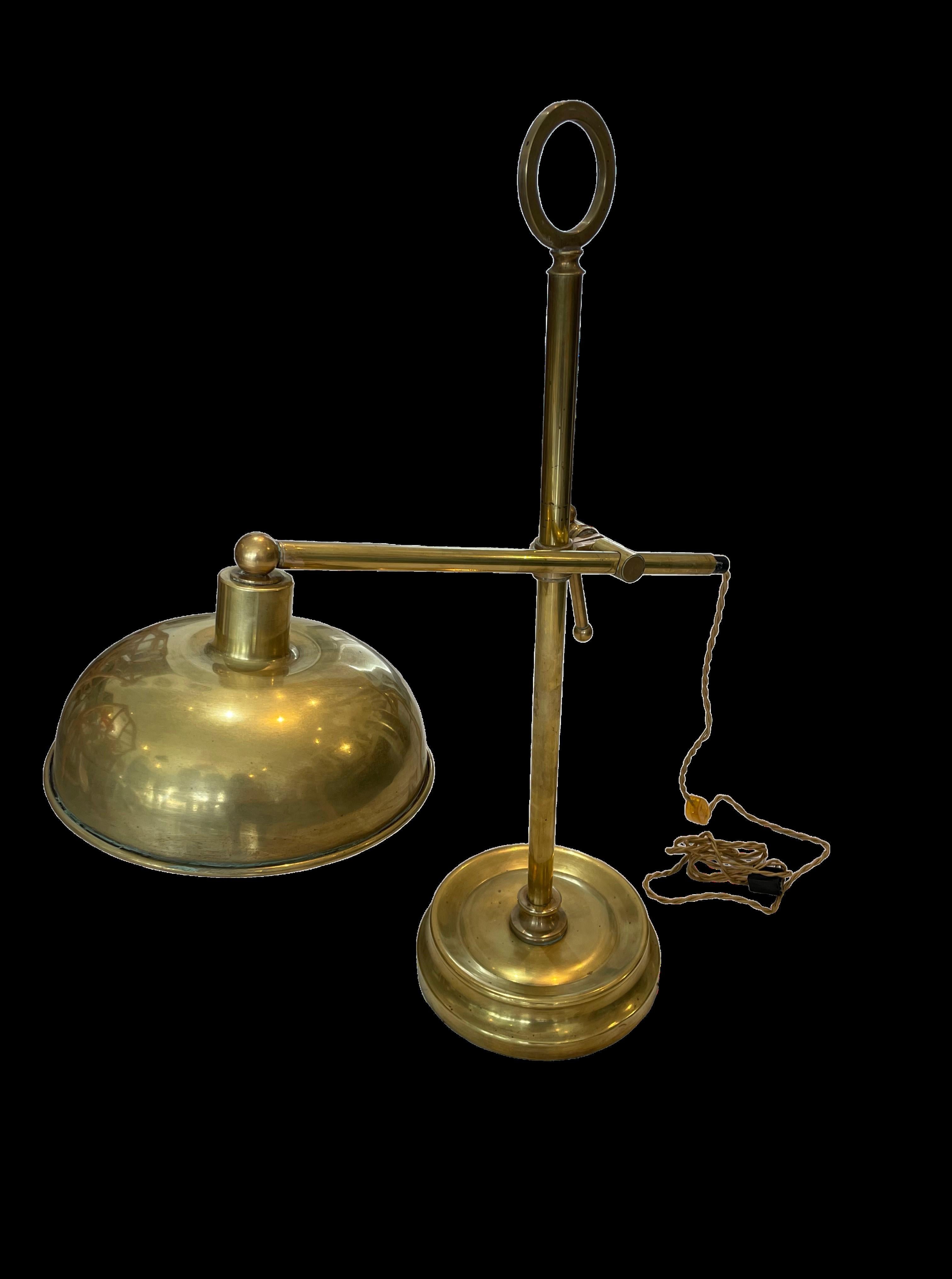 Modern Vintage Brass Adjustable Table Lamp  For Sale