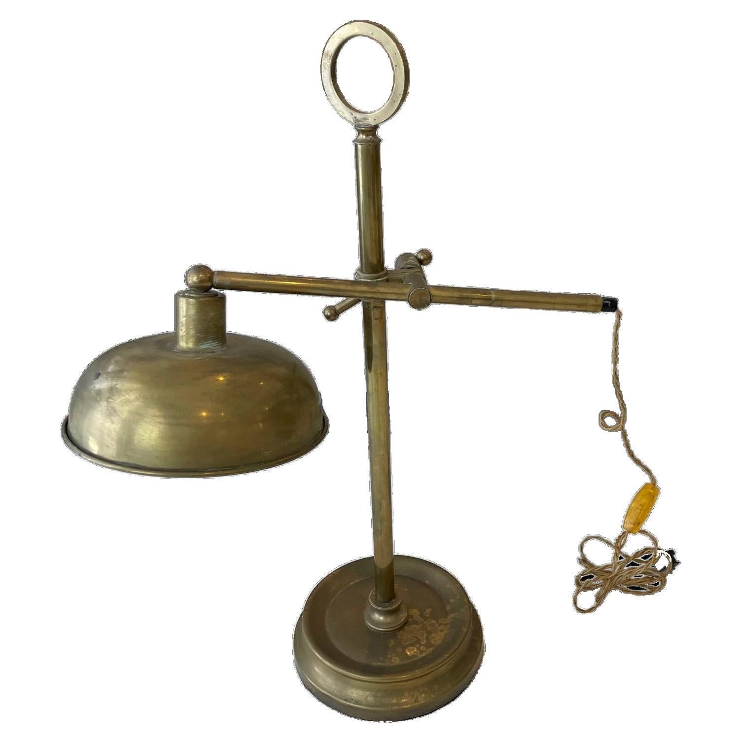 Vintage Brass Adjustable Table Lamp  For Sale