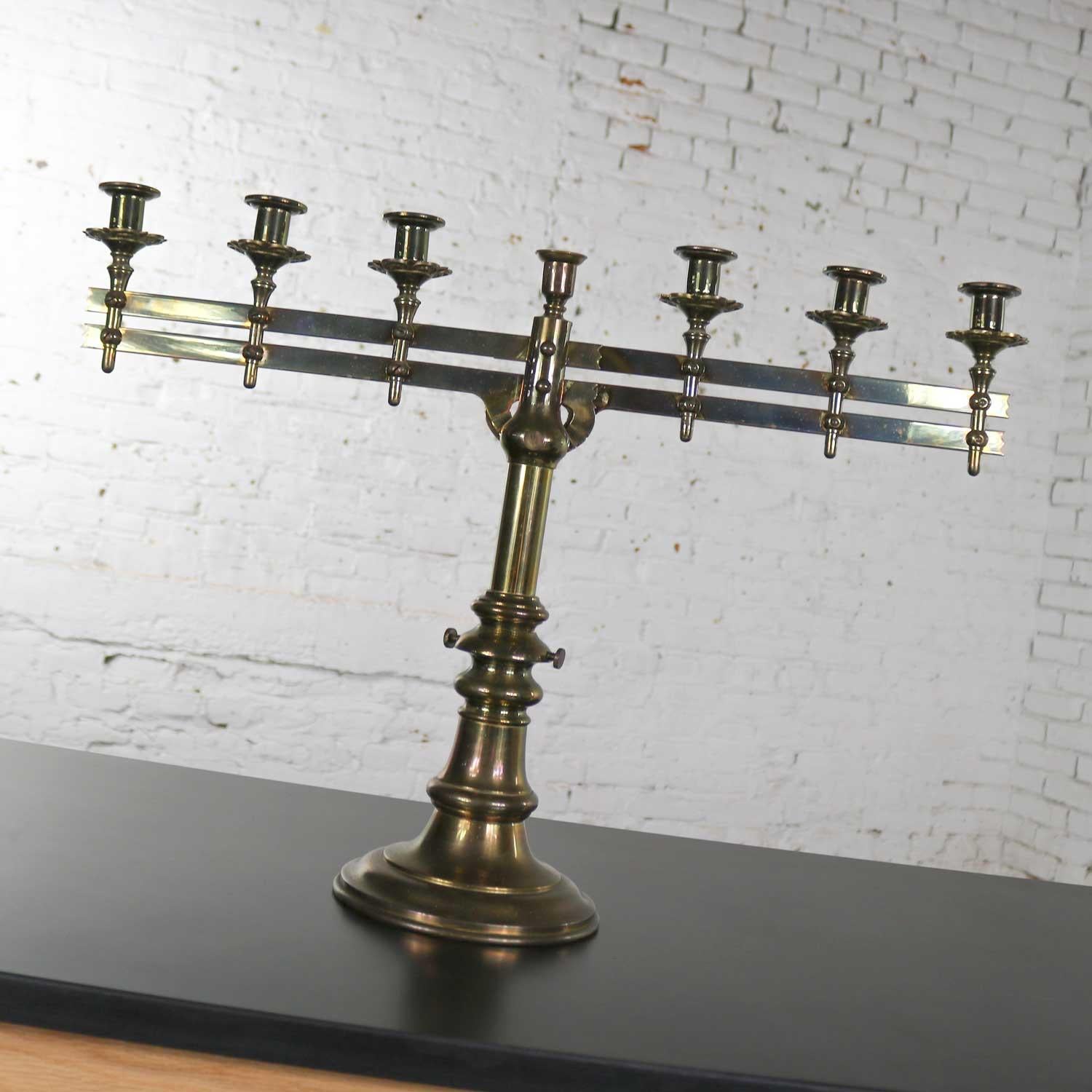 Vintage Brass Adjustable Traditional Menorah or Candelabra For Sale at 1stDibs vintage brass