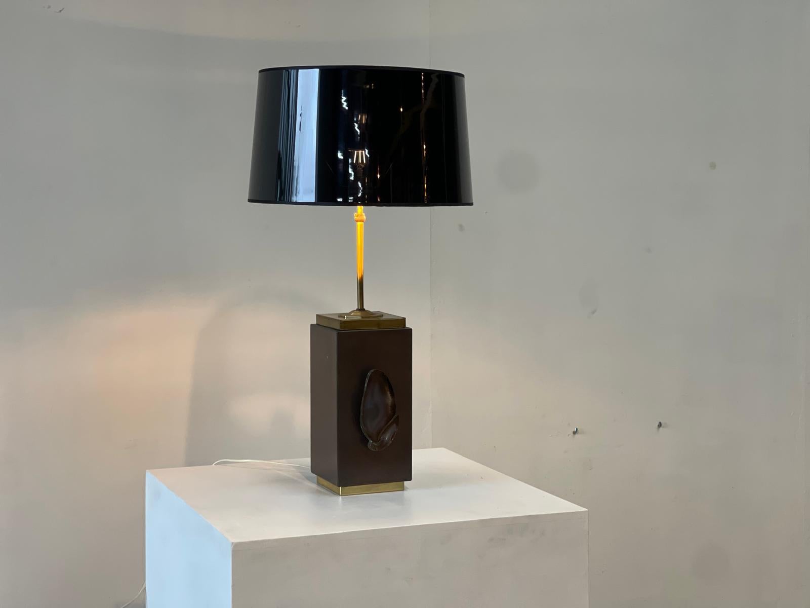 Lámpara de sobremesa vintage de ágata de latón, años 70 en Bueno estado para la venta en Leuven, Vlaams Gewest