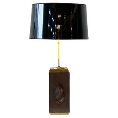 Lampada da tavolo in ottone agata vintage, anni '70