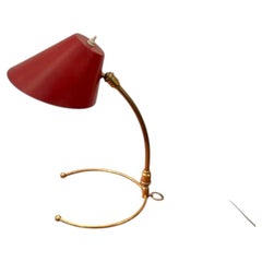 Vintage Brass & Aluminum Adjustable Table Lamp by Robert Mathieu, France 1950s