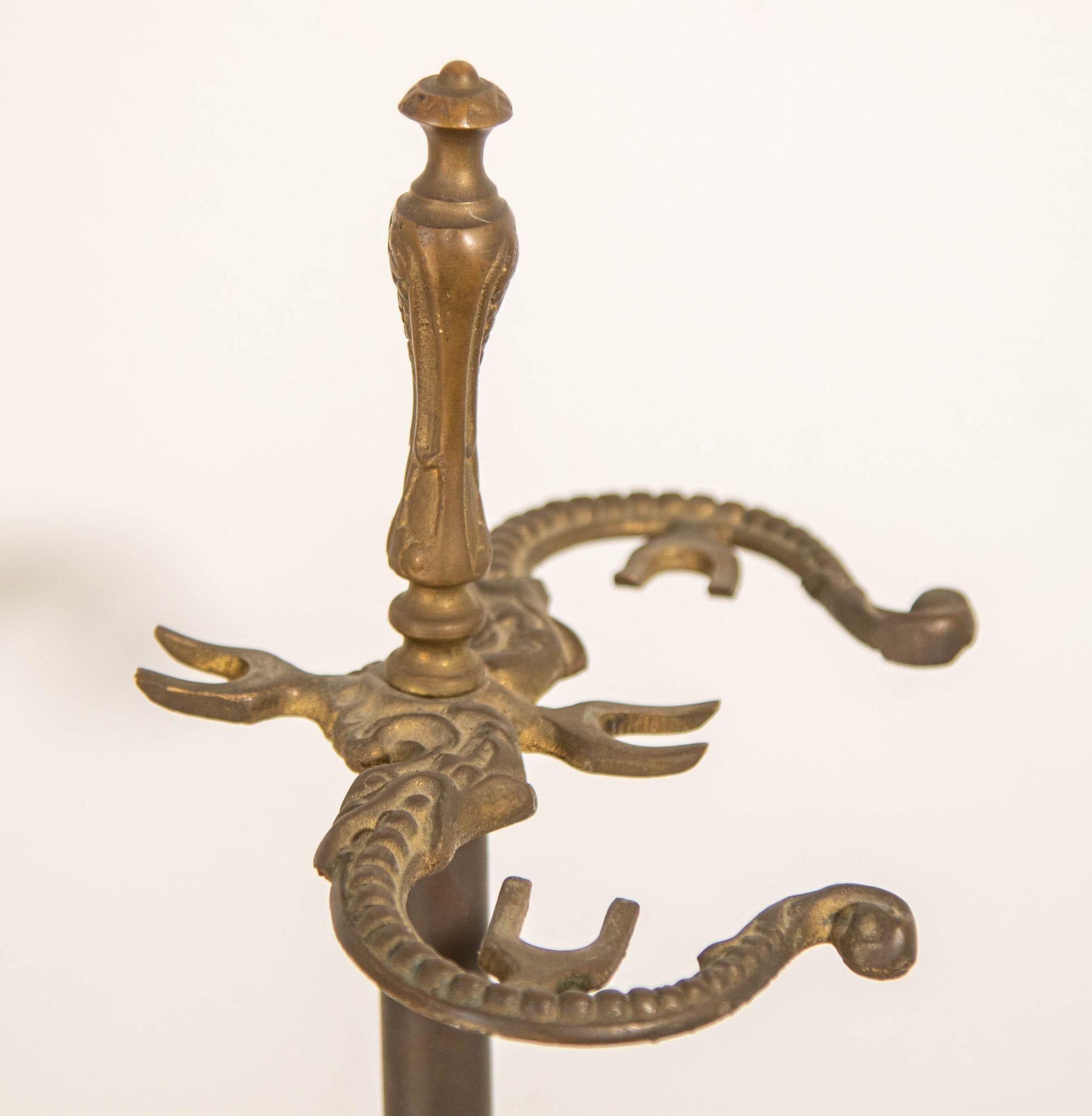 Vintage Brass American Art Nouveau Style Fireplace Tools Set For Sale 4