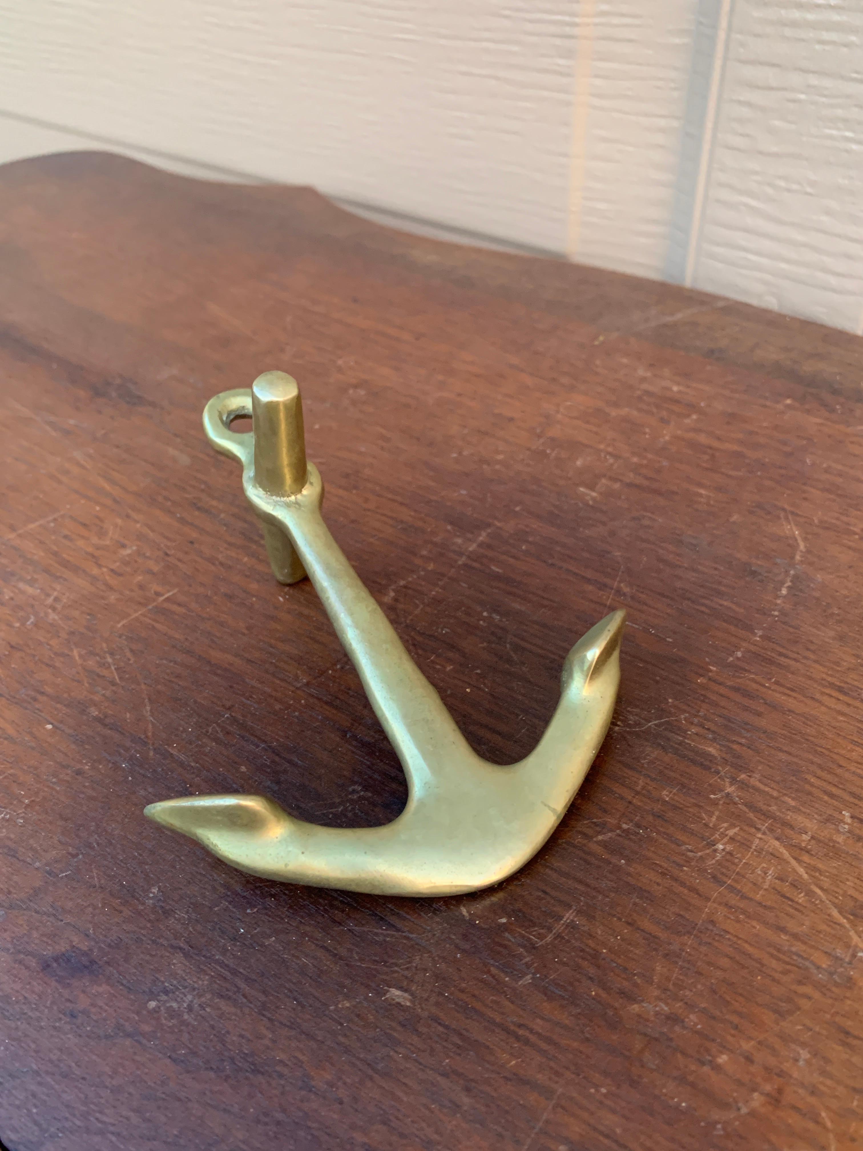 Mid-Century Modern Vintage Brass Anchor Paperweight For Sale