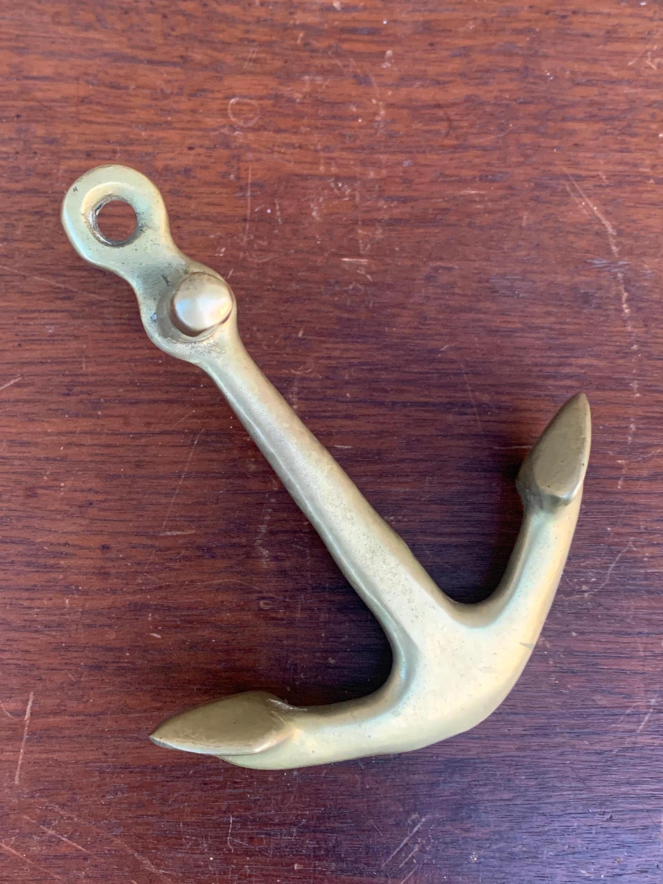 Vintage Brass Anchor Paperweight In Good Condition In Elkhart, IN