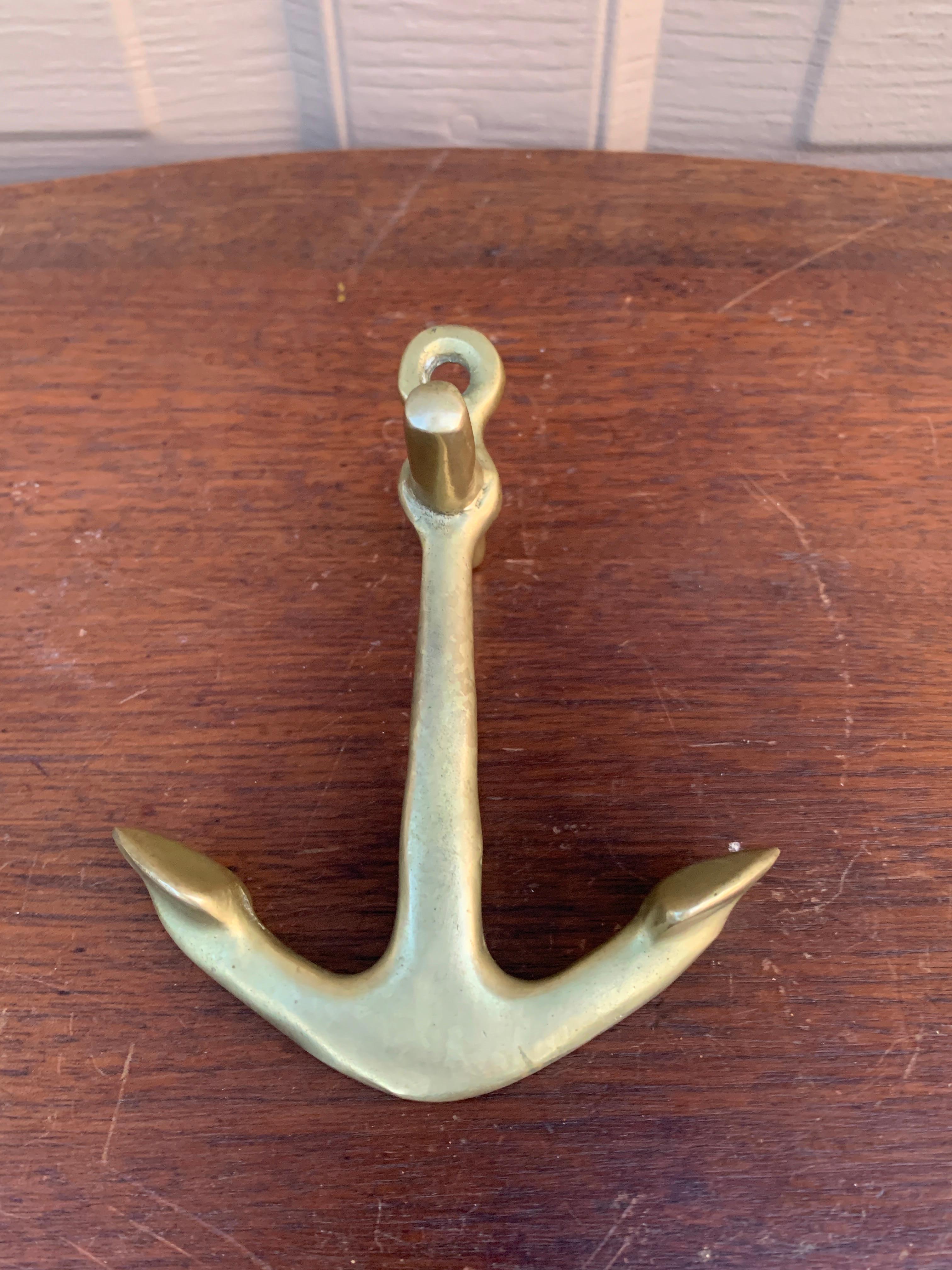 20th Century Vintage Brass Anchor Paperweight For Sale