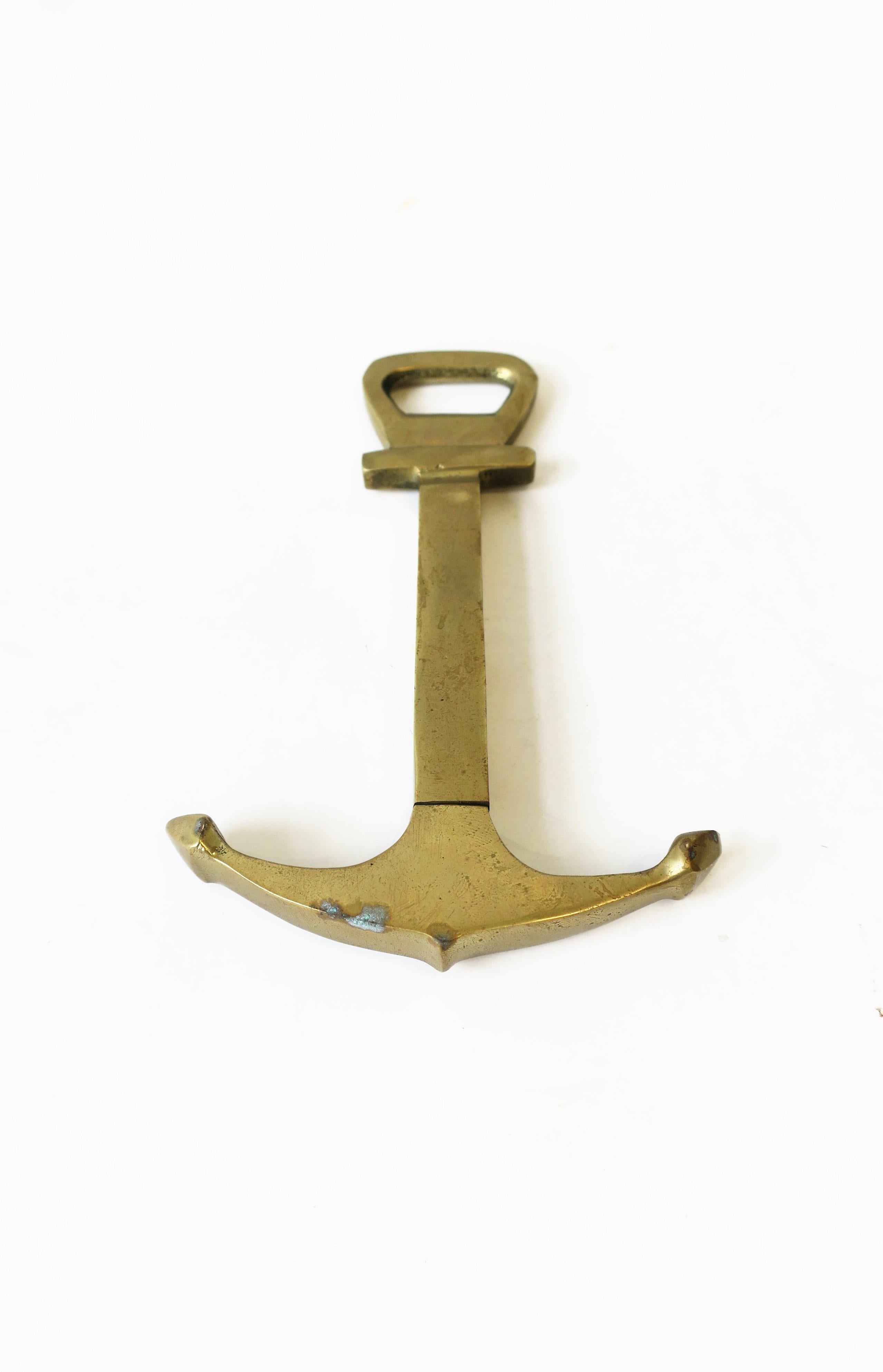 Vintage Brass Anchor Wine and Bottle Cap Opener 7