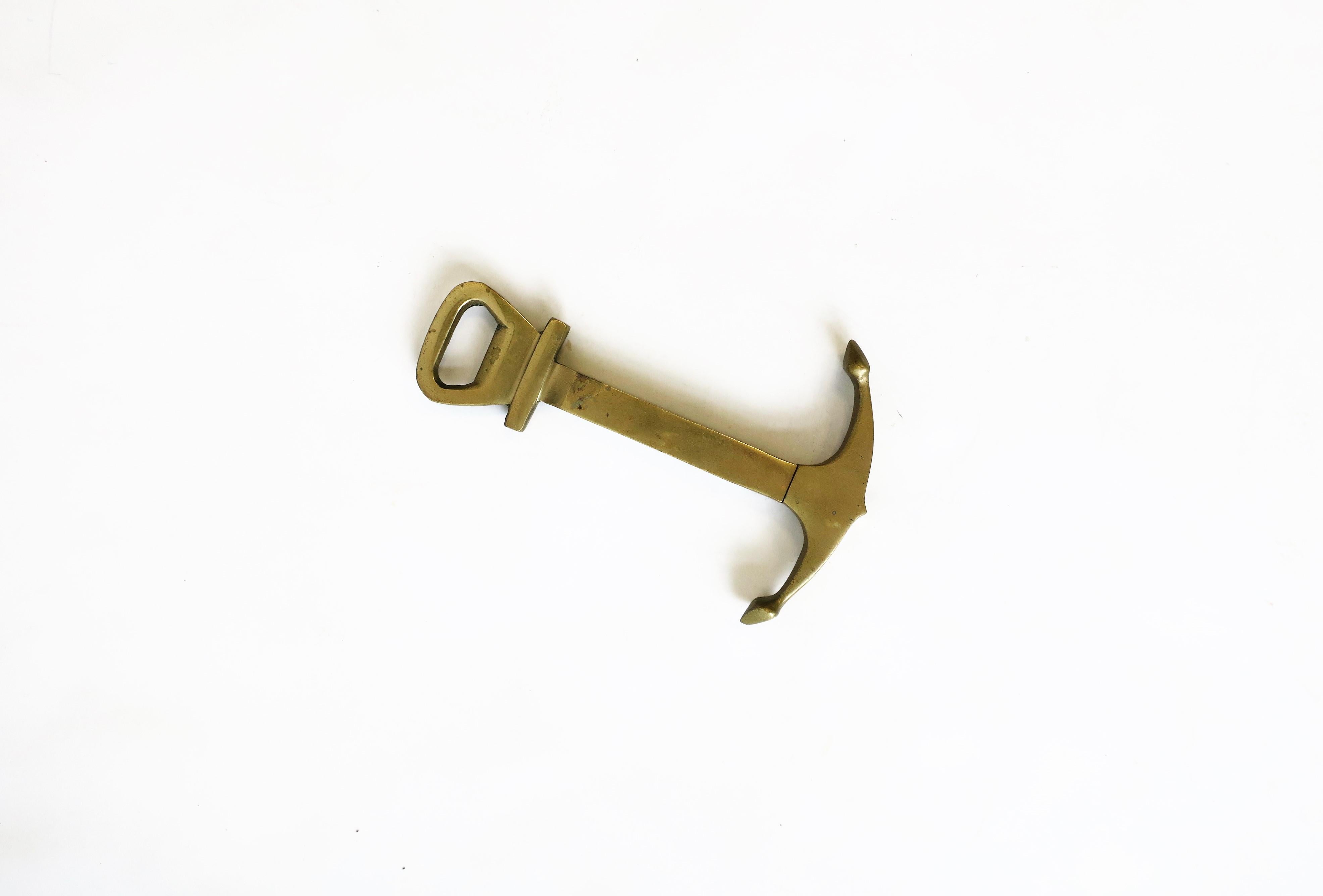 Vintage Brass Anchor Wine and Bottle Cap Opener 5