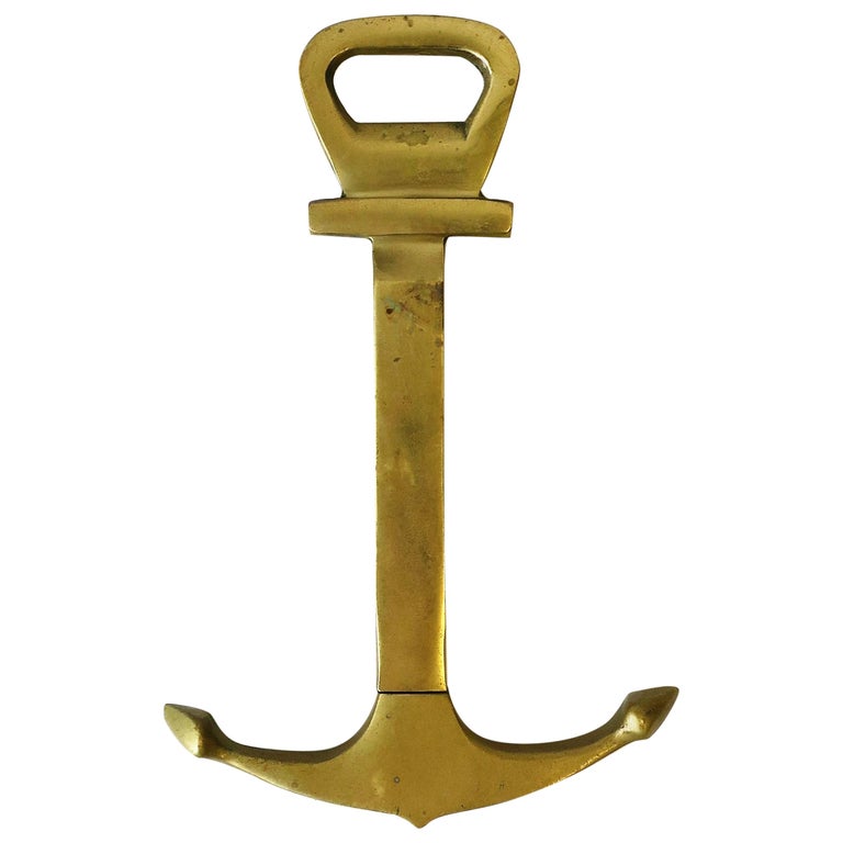 Vintage Brass Anchor Wine and Bottle Cap Opener For Sale at 1stDibs