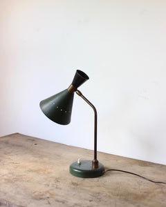 Vintage Brass and Aluminum Table Lamp, Italy, 1950's in the Style of Stilnovo