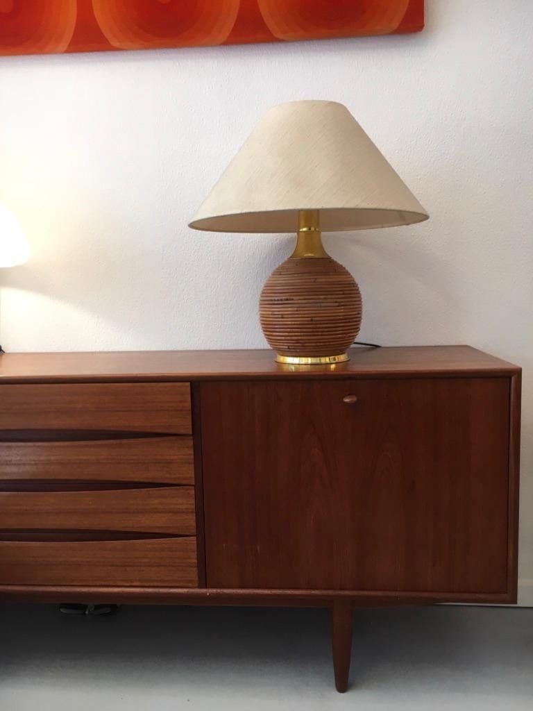 Vintage Brass and Bamboo Table Lamp, 1970s 2