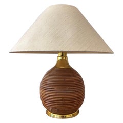 Vintage Brass and Bamboo Table Lamp, 1970s