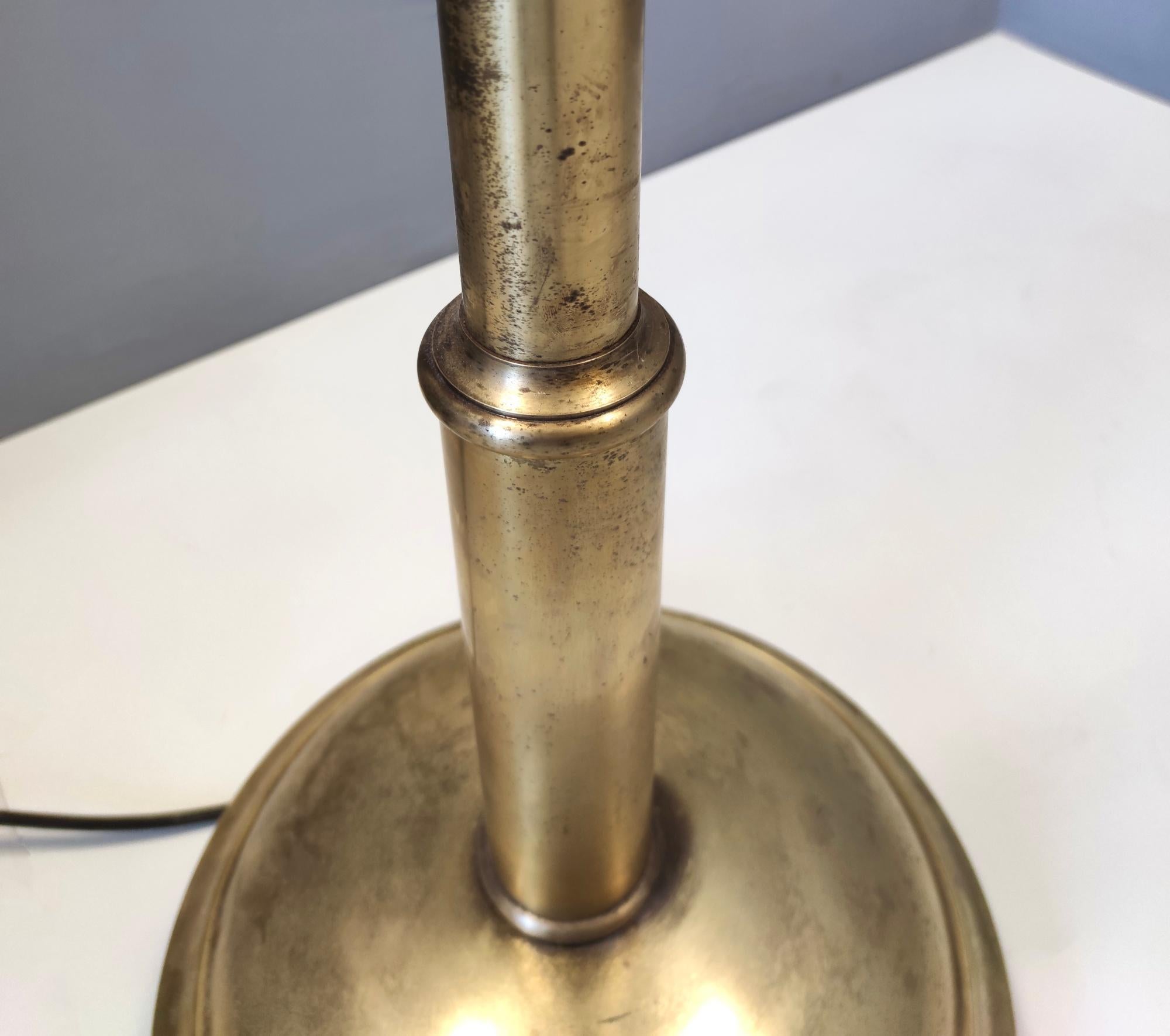 Vintage Brass and Black Varnished Aluminum Floor Lamp, Italy For Sale 5