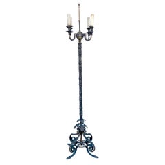 Vintage Brass and Bronze Four-Light Candelabra Floor Lamp, 1960s