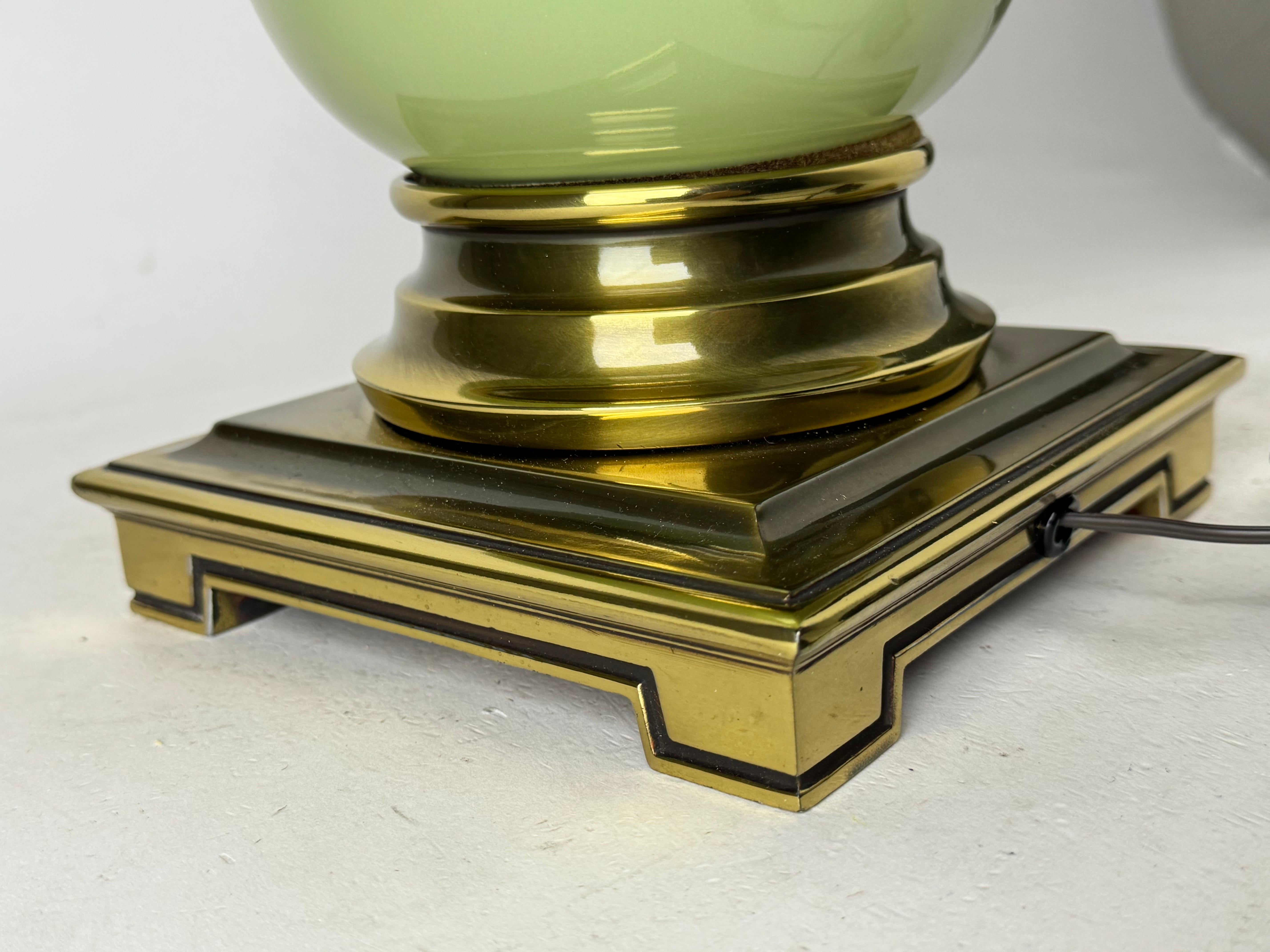 Late 20th Century Vintage Brass and Ceramic Hollywood Regency Torchiere By Stiffel For Sale