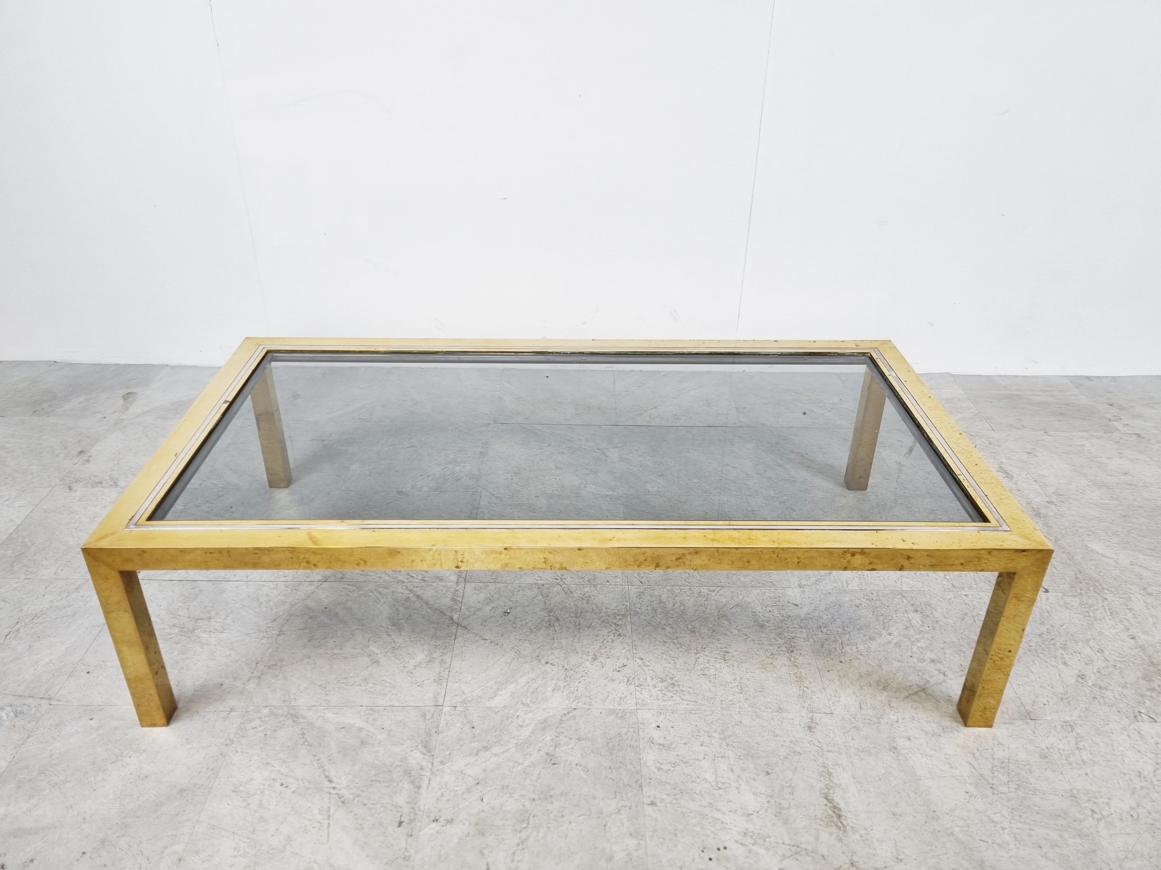 Vintage Brass and Chrome Coffee Table, 1970s In Good Condition In HEVERLEE, BE