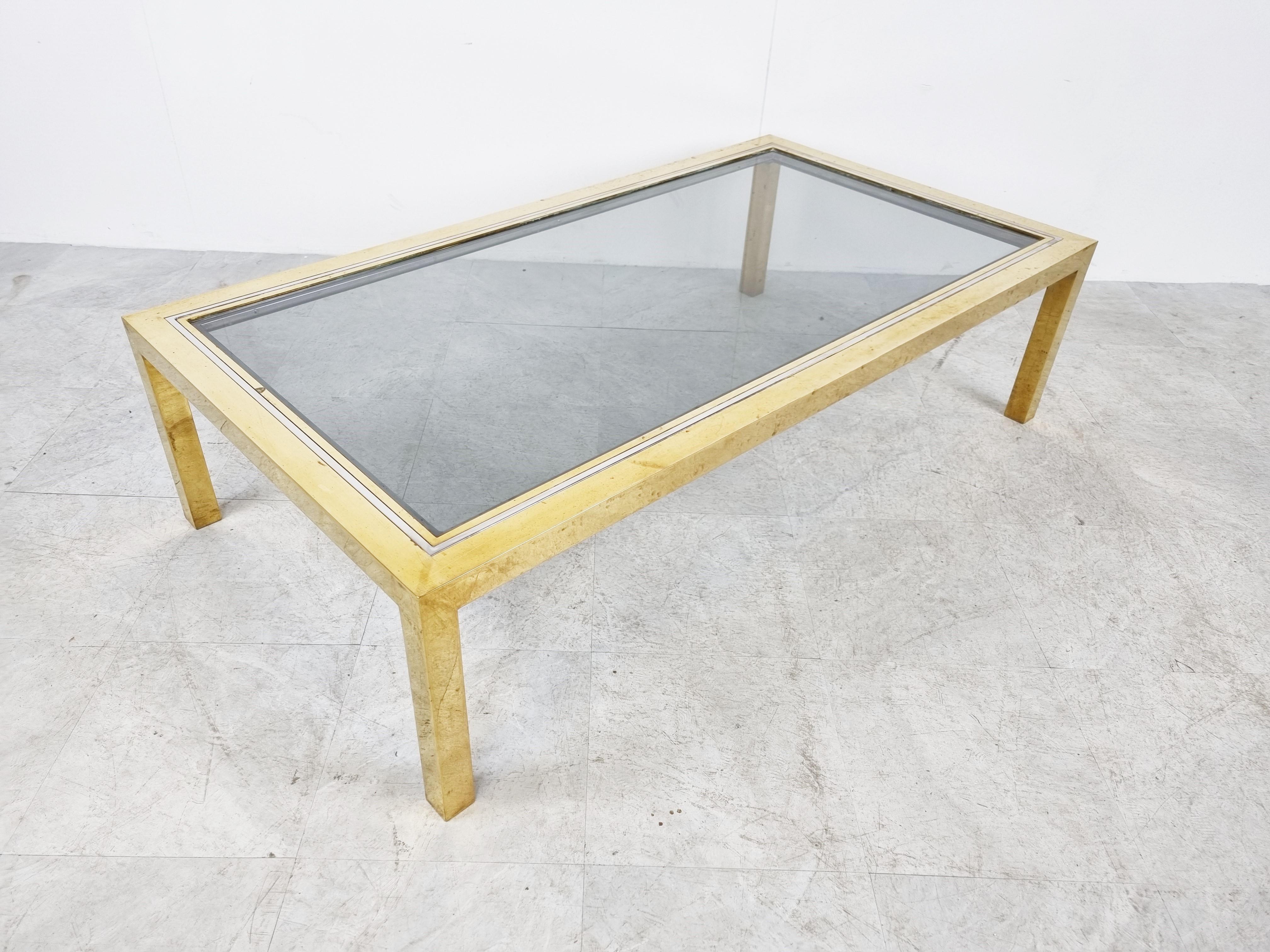 Late 20th Century Vintage Brass and Chrome Coffee Table, 1970s