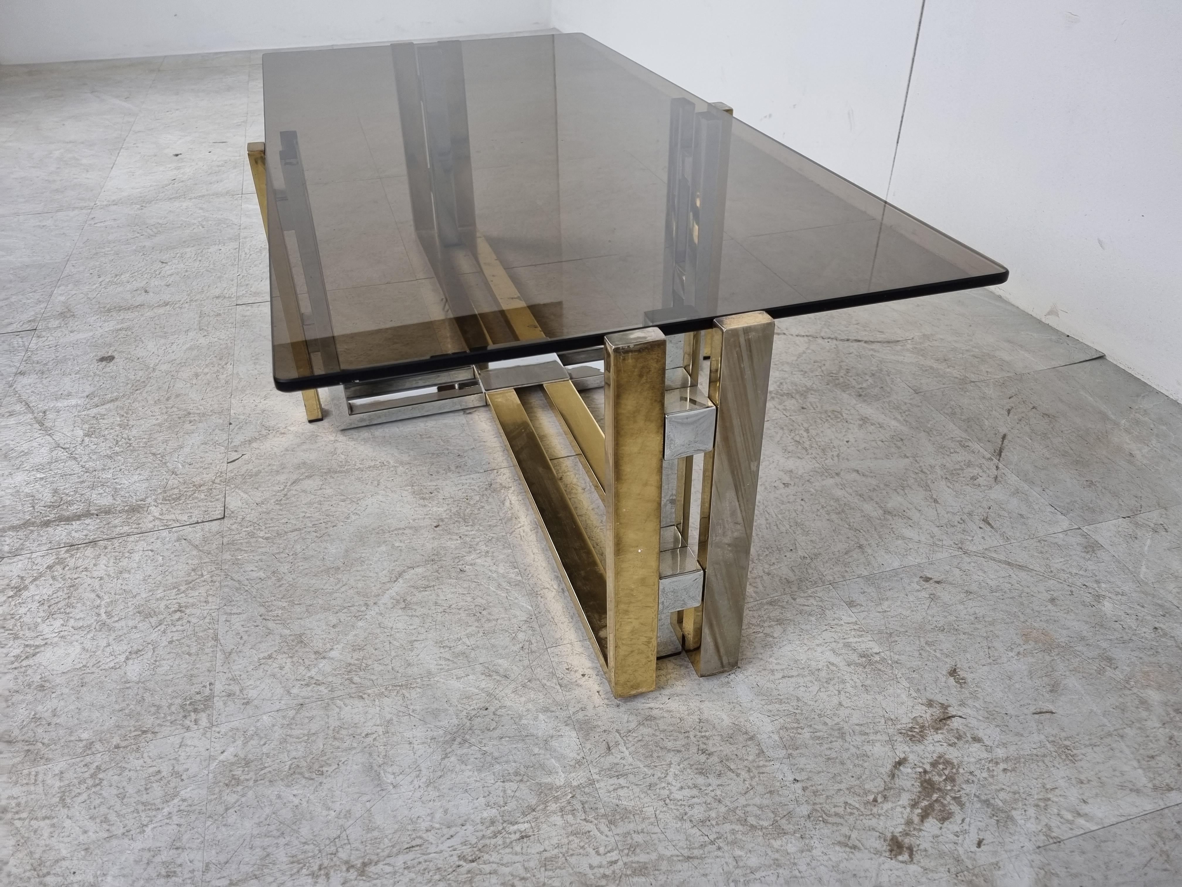Vintage brass and chrome coffee table, 1970s  For Sale 1