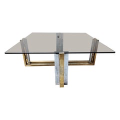 Vintage Brass and Chrome Coffee Table, 1970s