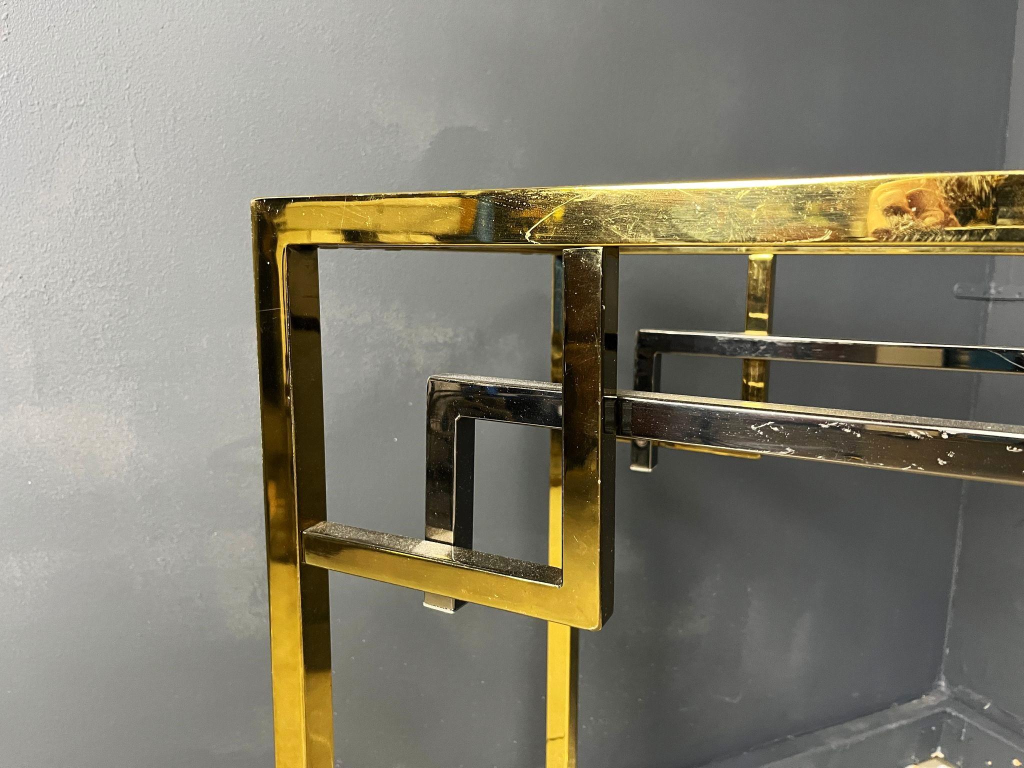 Belgian Vintage brass and chrome console, 1970s For Sale
